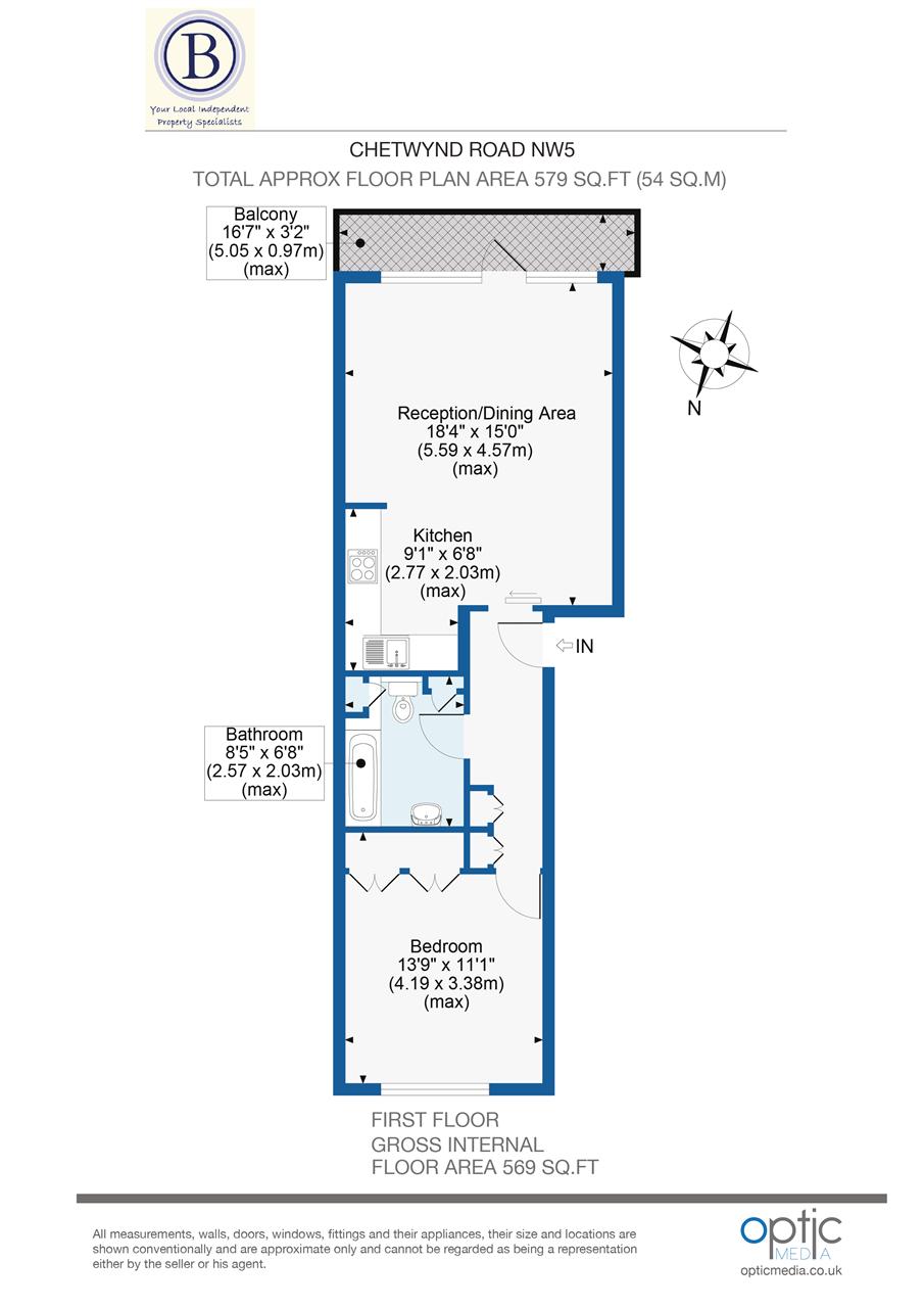 1 bed flat to rent in Chetwynd Road - Property Floorplan