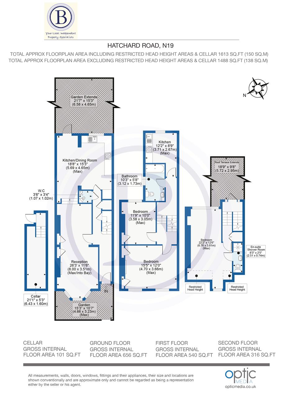 4 bed terraced house for sale in Hatchard Road - Property Floorplan