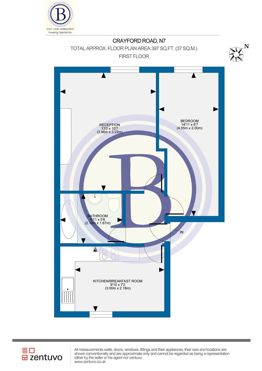 1 bed flat to rent in Crayford Road - Property Floorplan