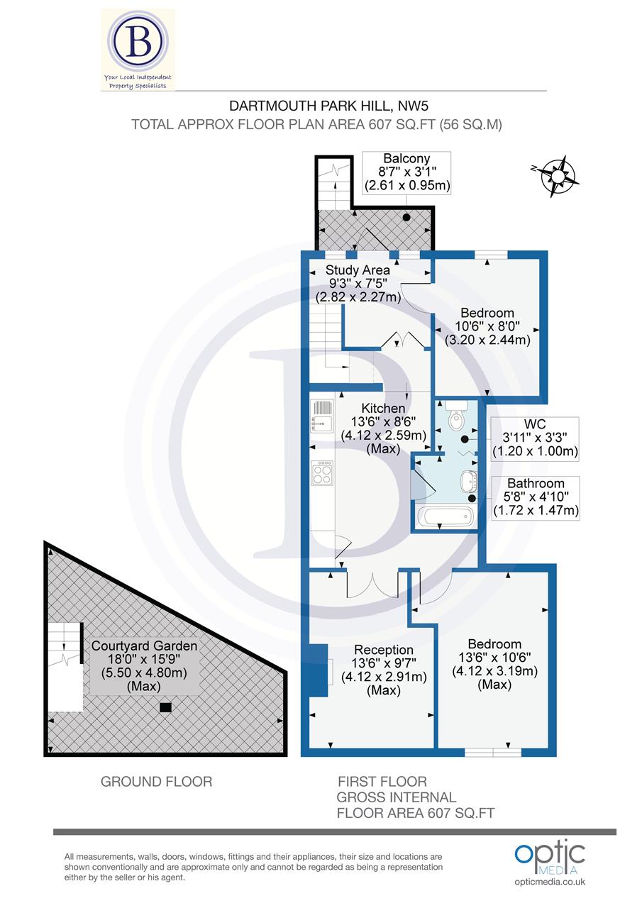 2 bed flat for sale in Dartmouth Park Hill - Property Floorplan