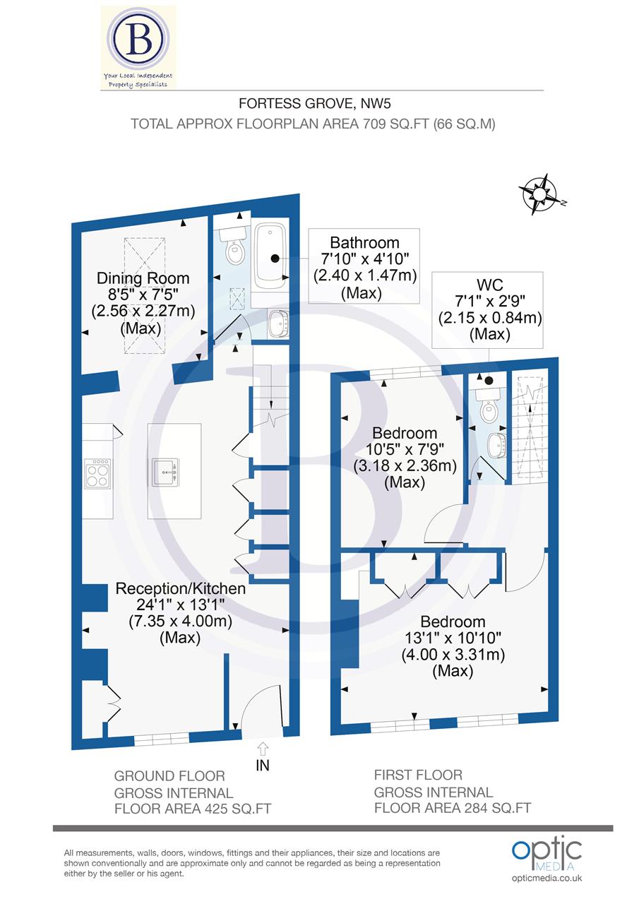 2 bed terraced house to rent in Fortess Grove - Property Floorplan