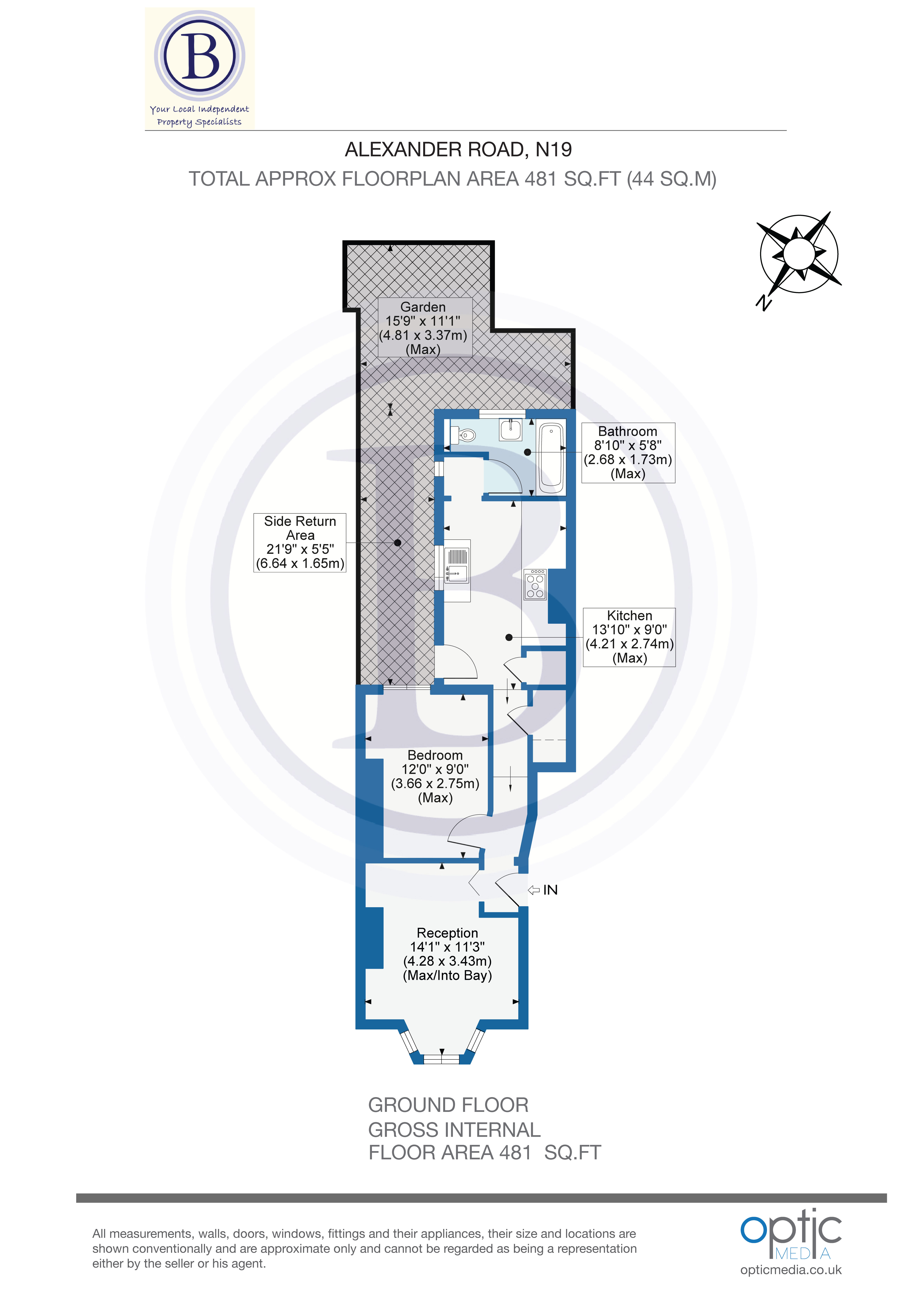 1 bed flat for sale in Alexander Road - Property Floorplan