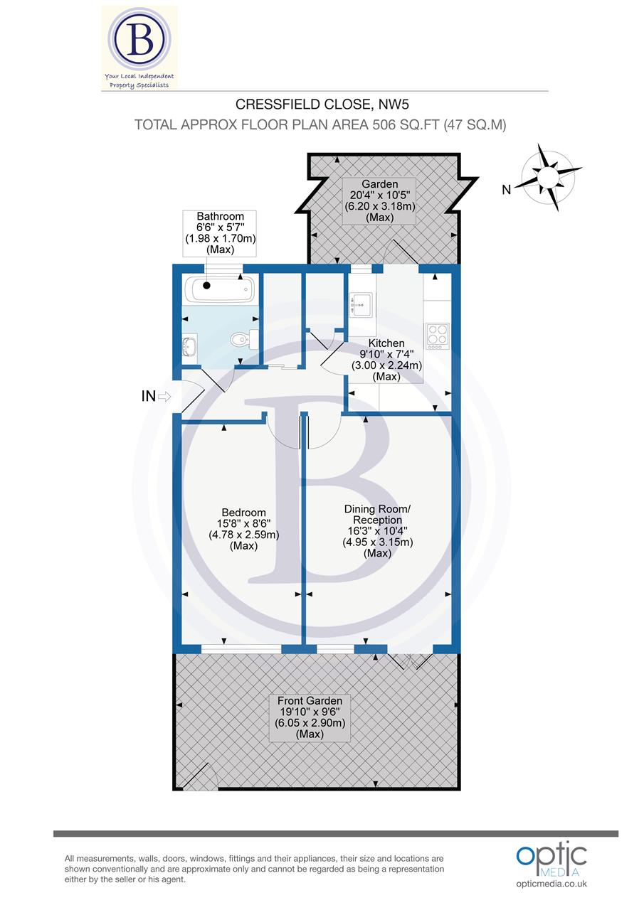1 bed flat for sale in Cressfield Close - Property Floorplan