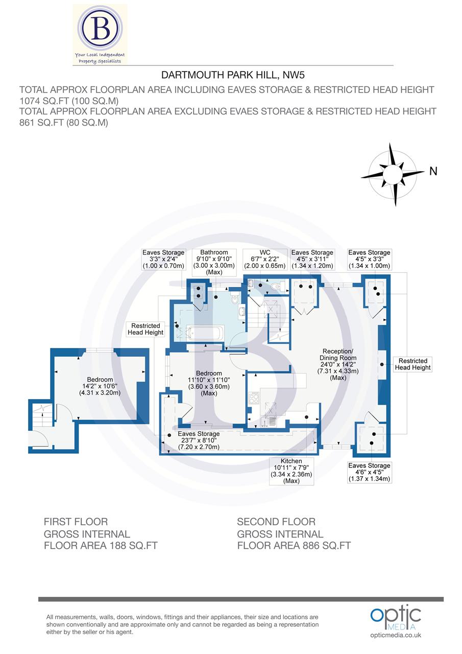 2 bed flat to rent in Dartmouth Park Hill - Property Floorplan