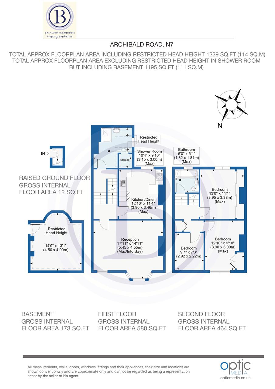3 bed flat for sale in Archibald Road - Property Floorplan