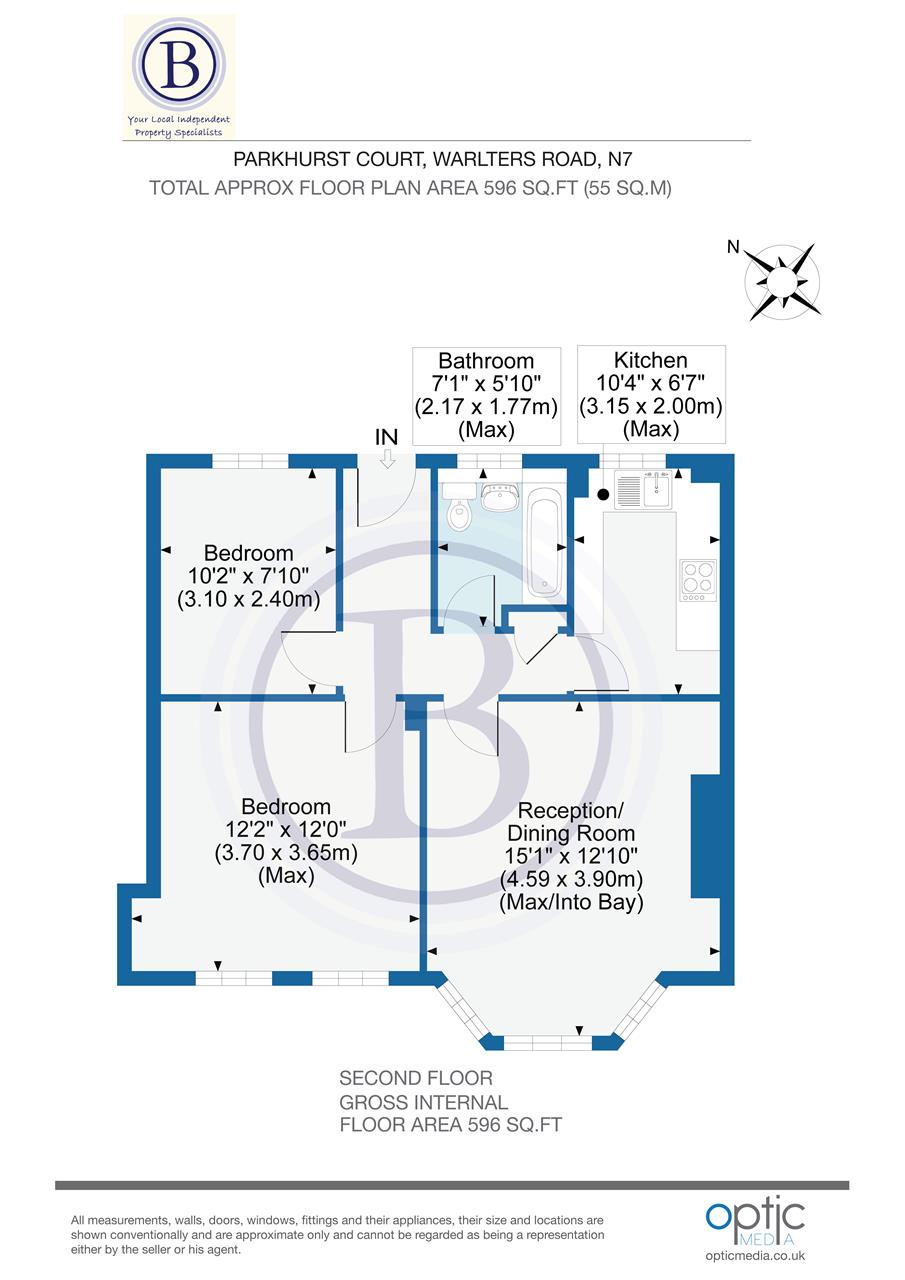 2 bed flat for sale in Warlters Road - Property Floorplan
