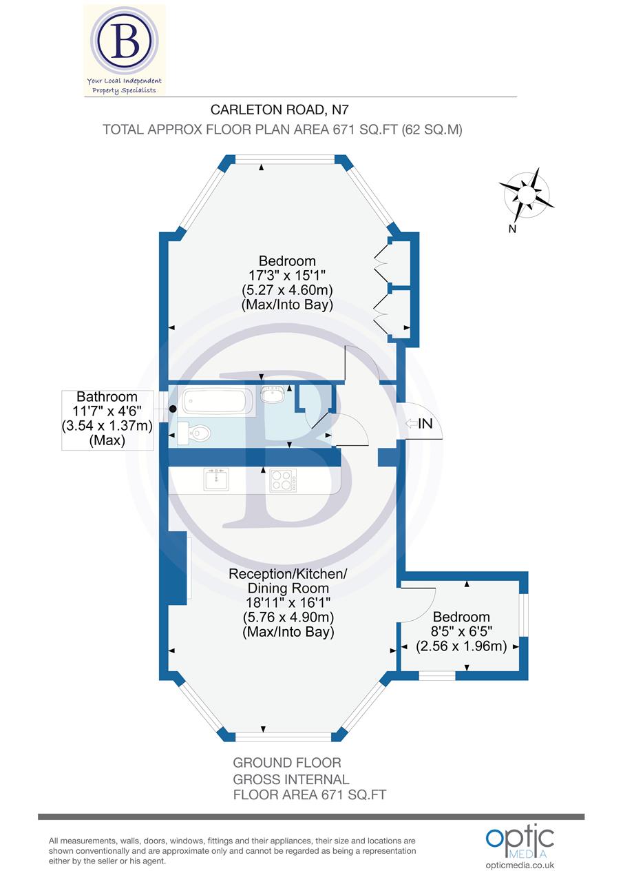 2 bed flat for sale in Carleton Road - Property Floorplan