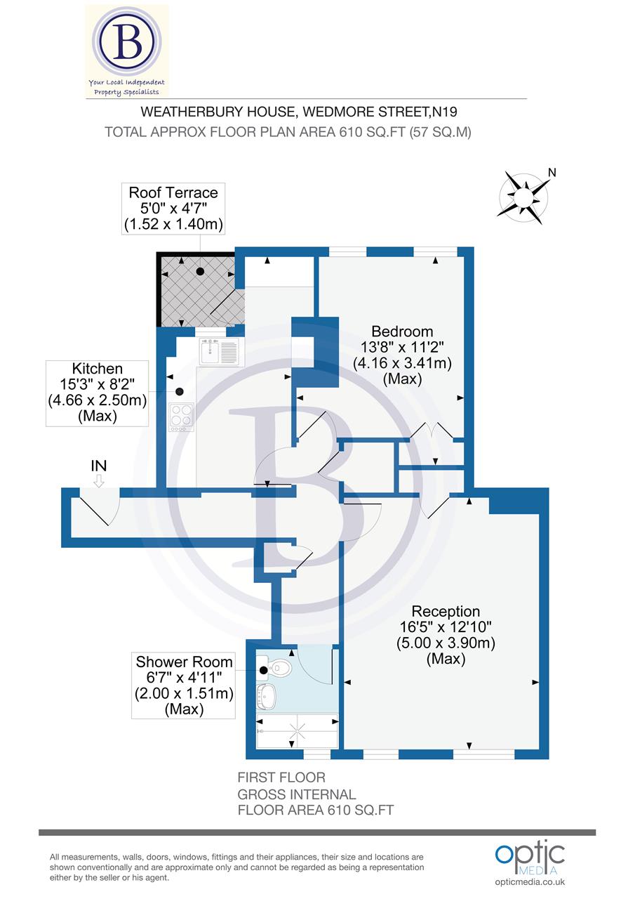 1 bed flat for sale in Wedmore Street - Property Floorplan
