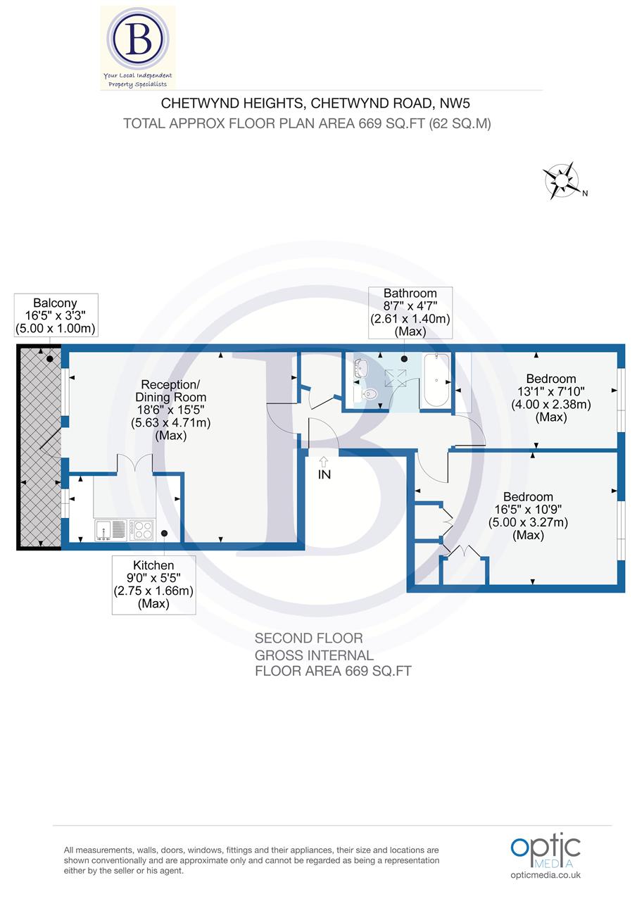2 bed flat for sale in Chetwynd Road - Property Floorplan