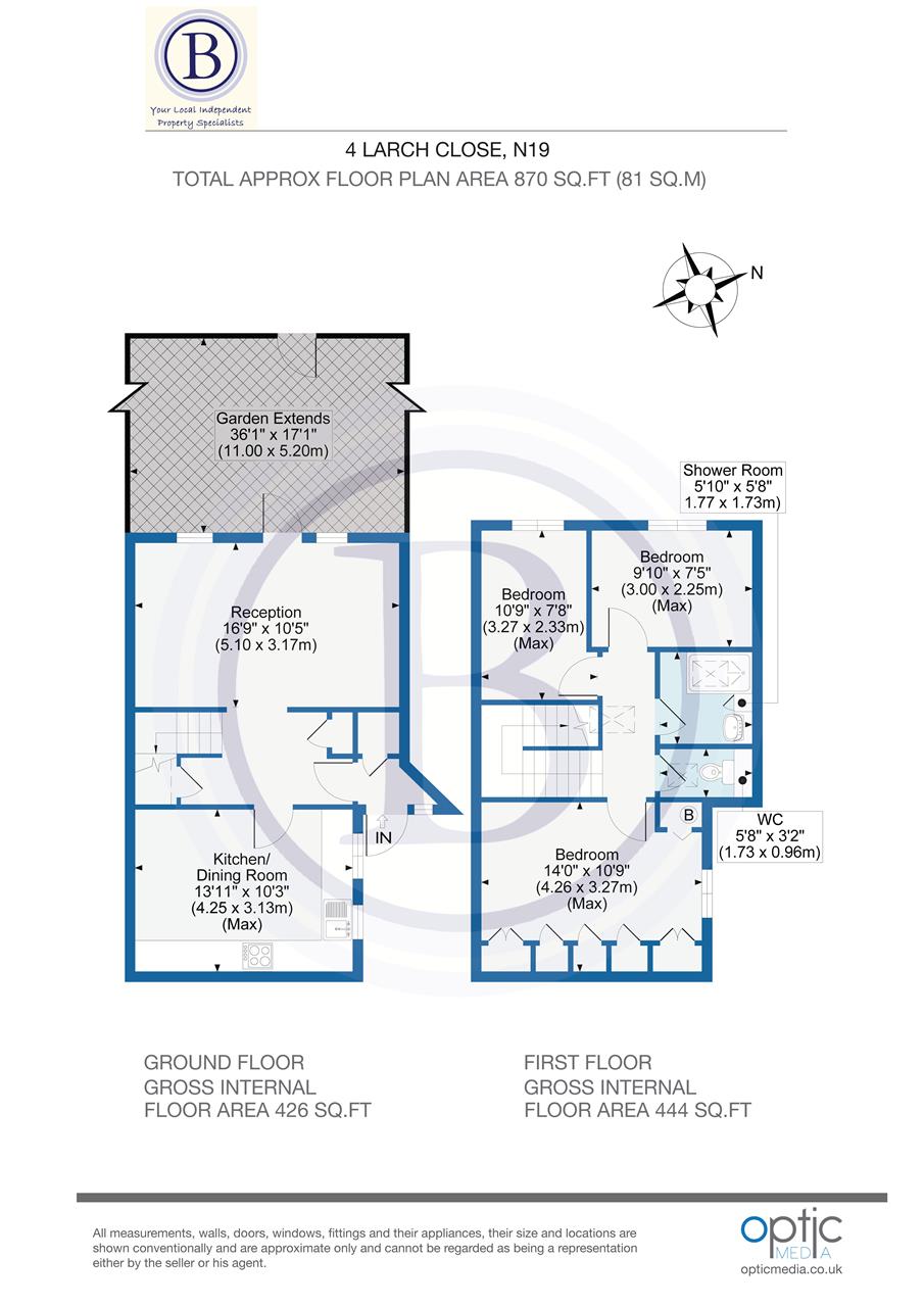 3 bed terraced house for sale in Bredgar Road - Property Floorplan