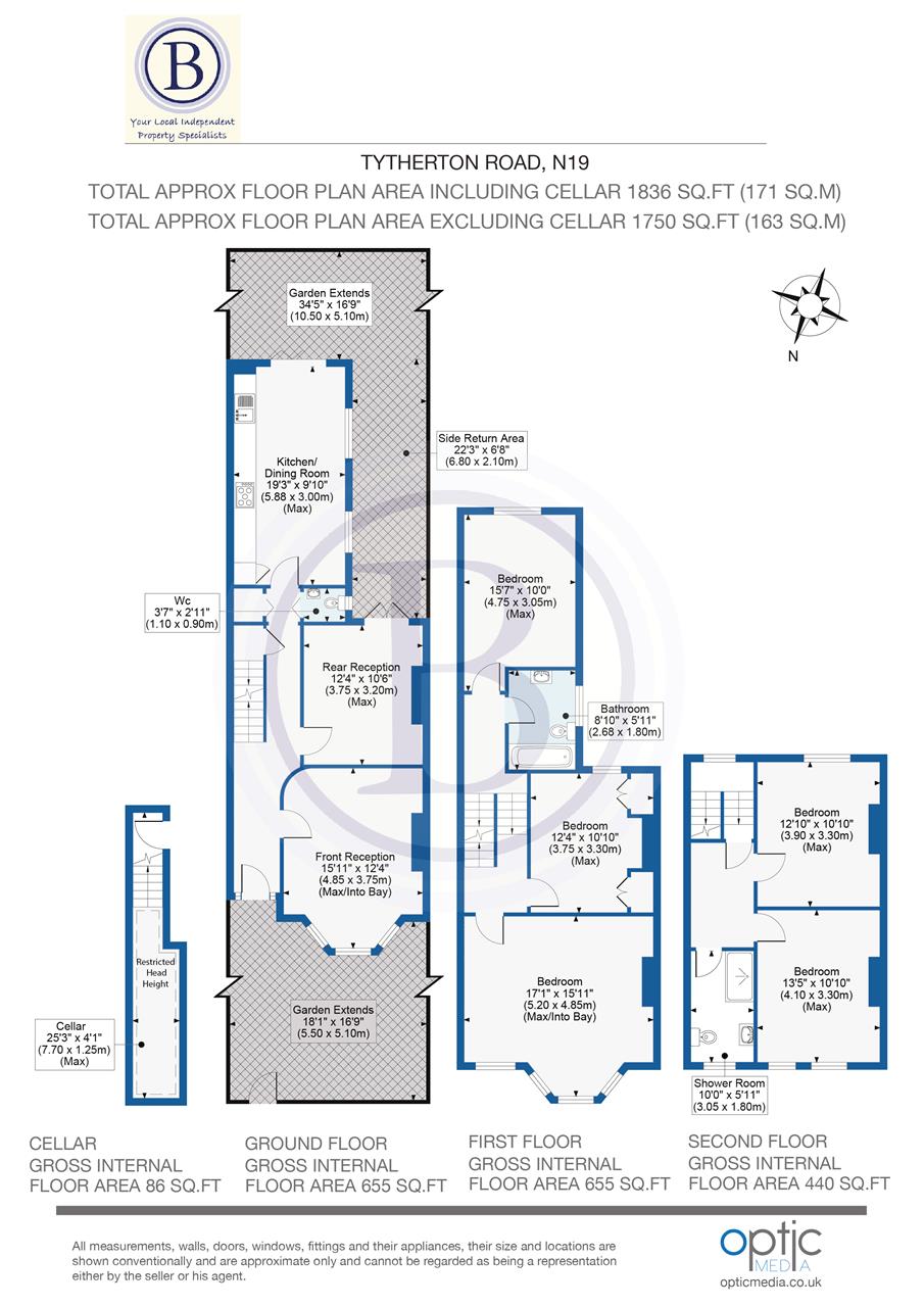 5 bed terraced house for sale in Tytherton Road - Property Floorplan