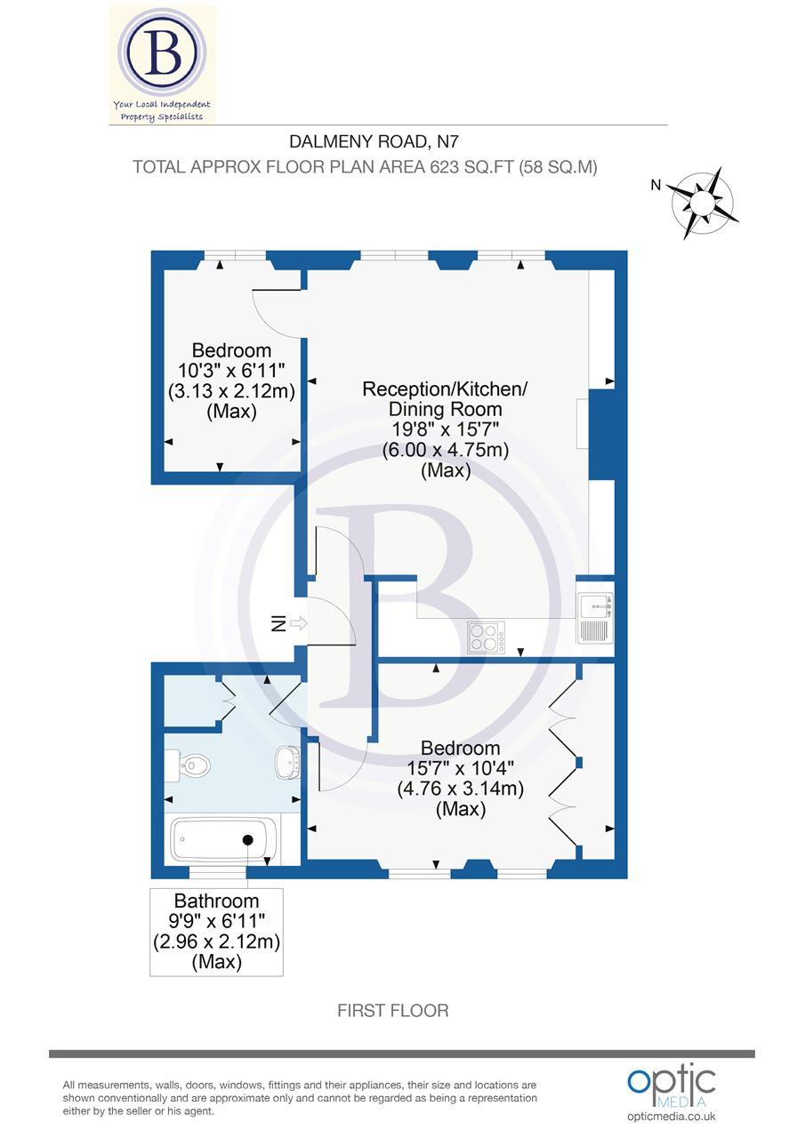 2 bed flat for sale in Dalmeny Road - Property Floorplan