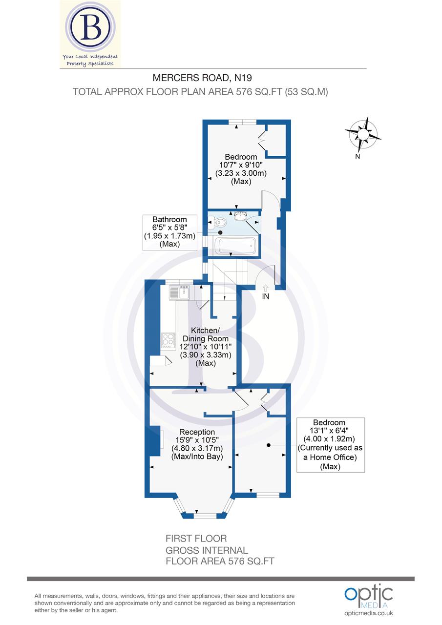 2 bed flat for sale in Mercers Road - Property Floorplan