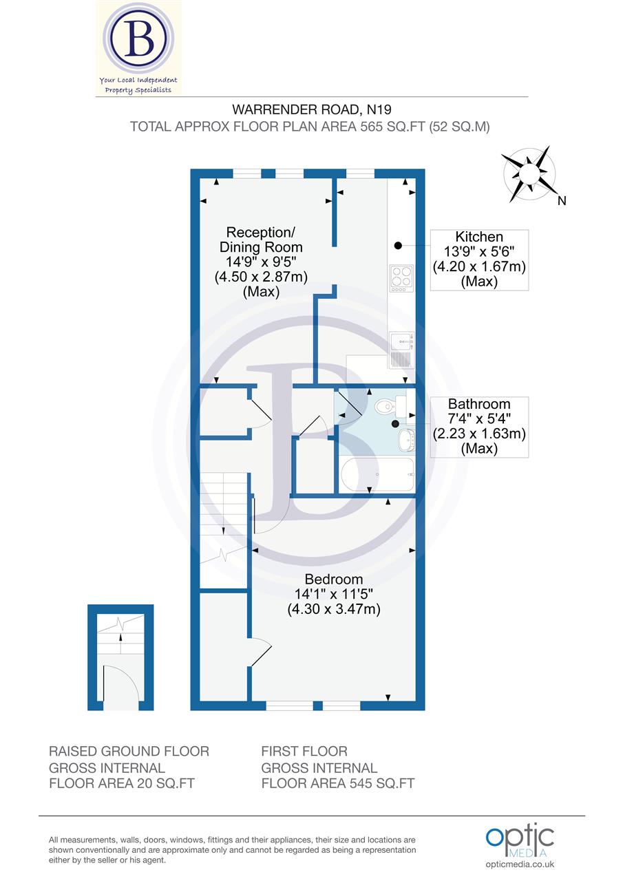 1 bed flat for sale in Warrender Road - Property Floorplan