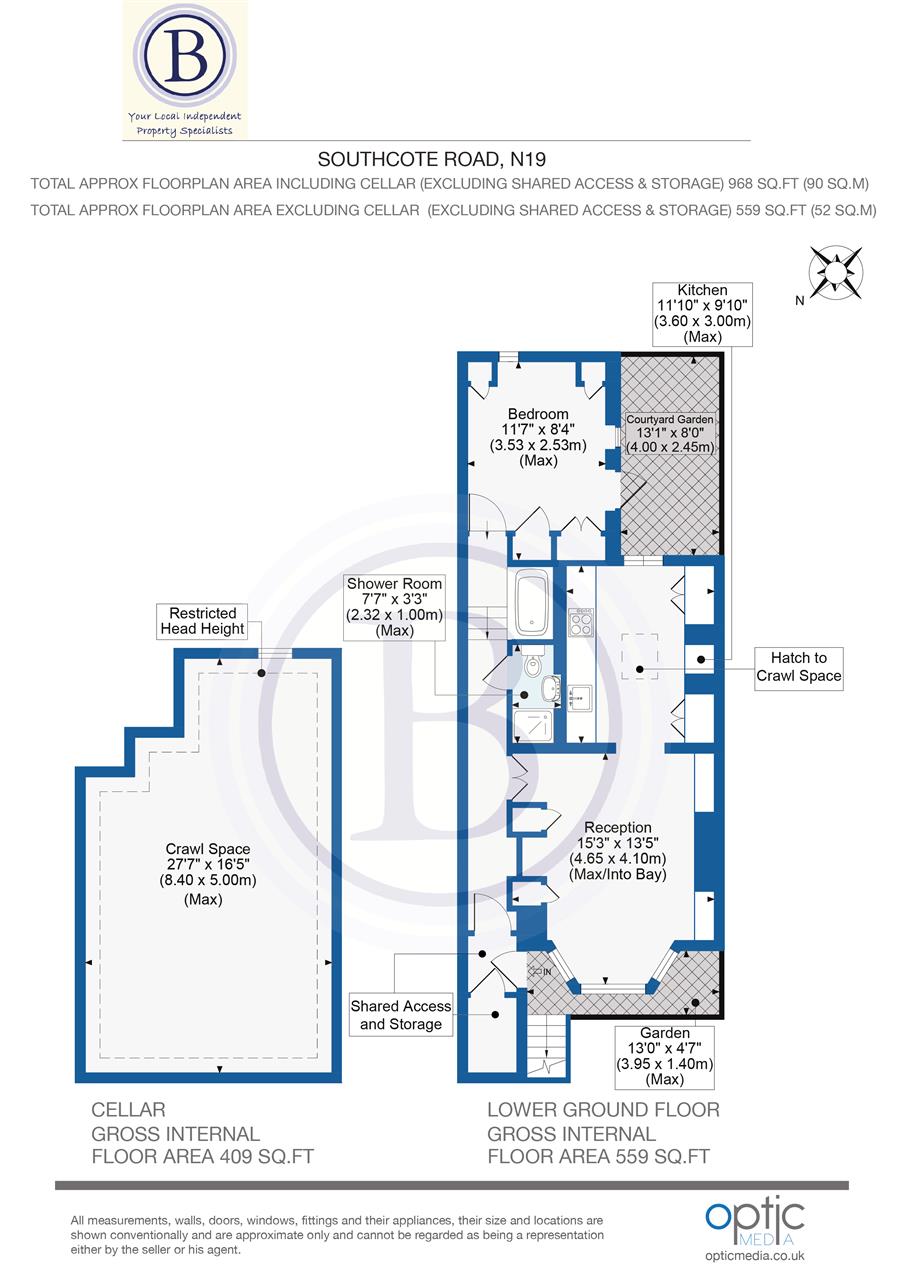 1 bed flat for sale in Southcote Road - Property Floorplan
