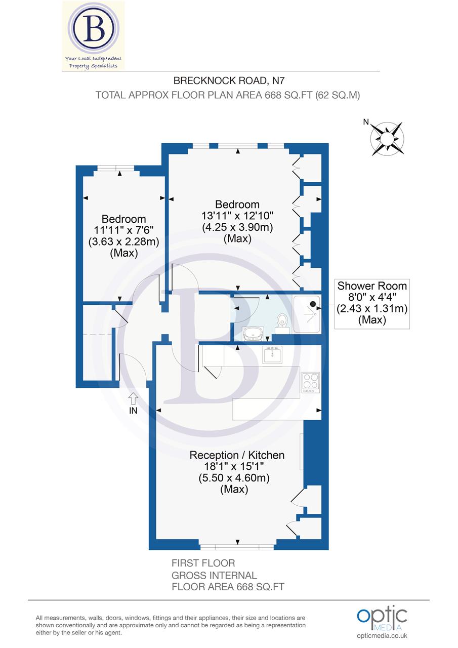 2 bed flat for sale in Brecknock Road - Property Floorplan