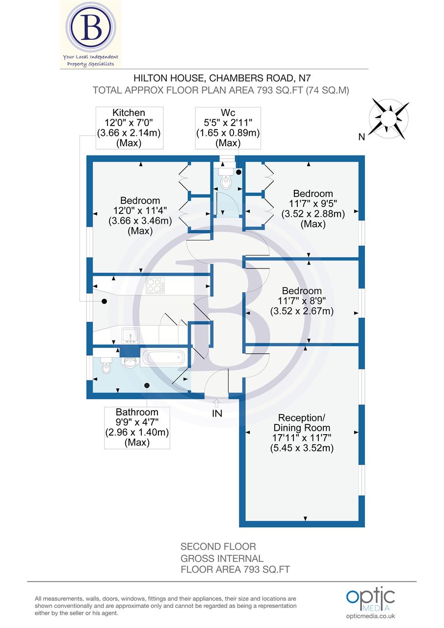 3 bed flat for sale in Chambers Road - Property Floorplan