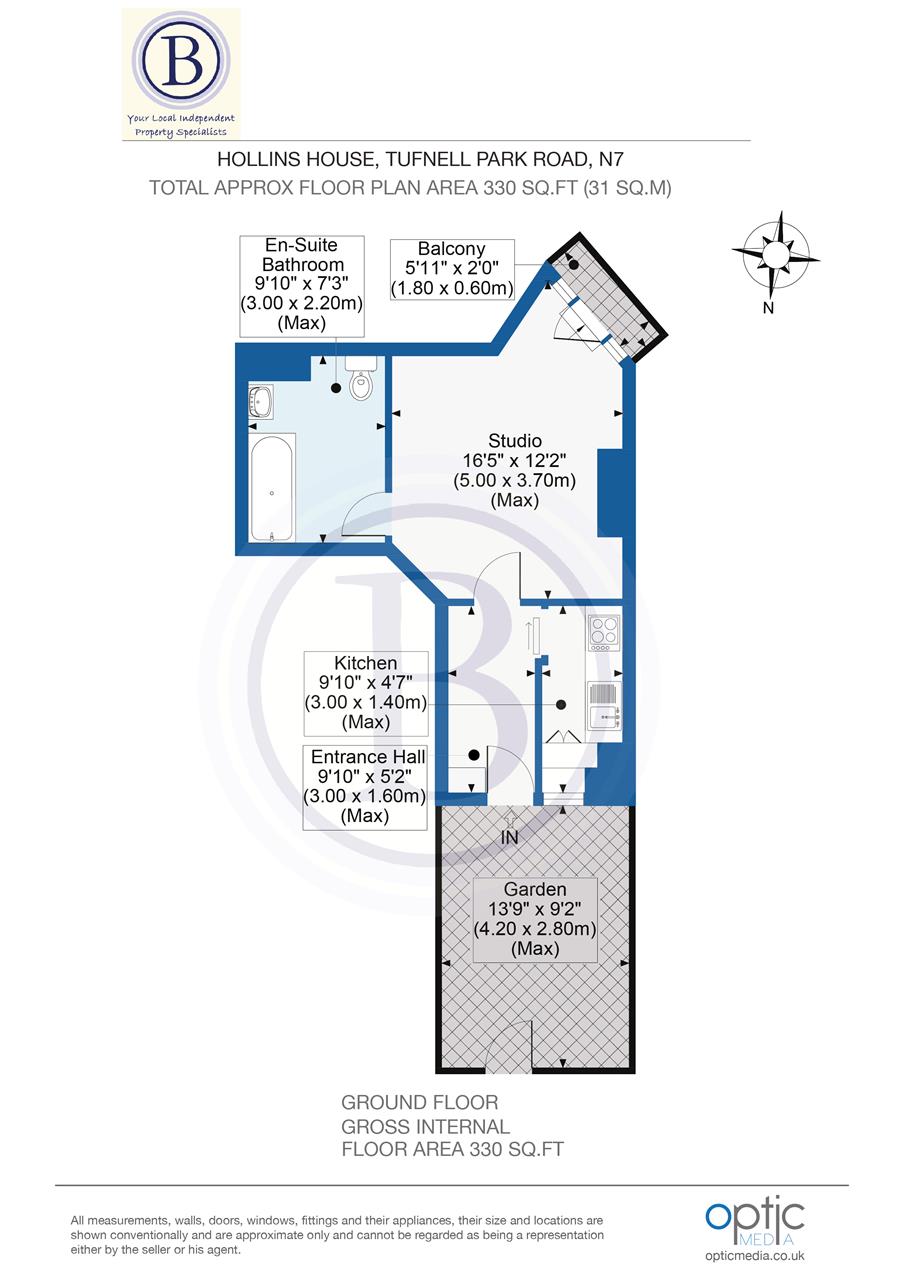 Studio flat for sale in Tufnell Park Road - Property Floorplan