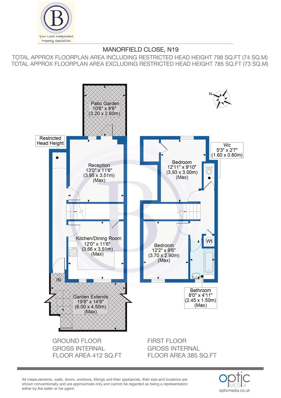 2 bed maisonette for sale in Manorfield Close - Property Floorplan