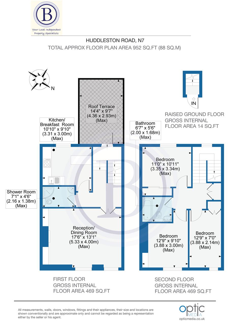 3 bed flat for sale in Huddleston Road - Property Floorplan