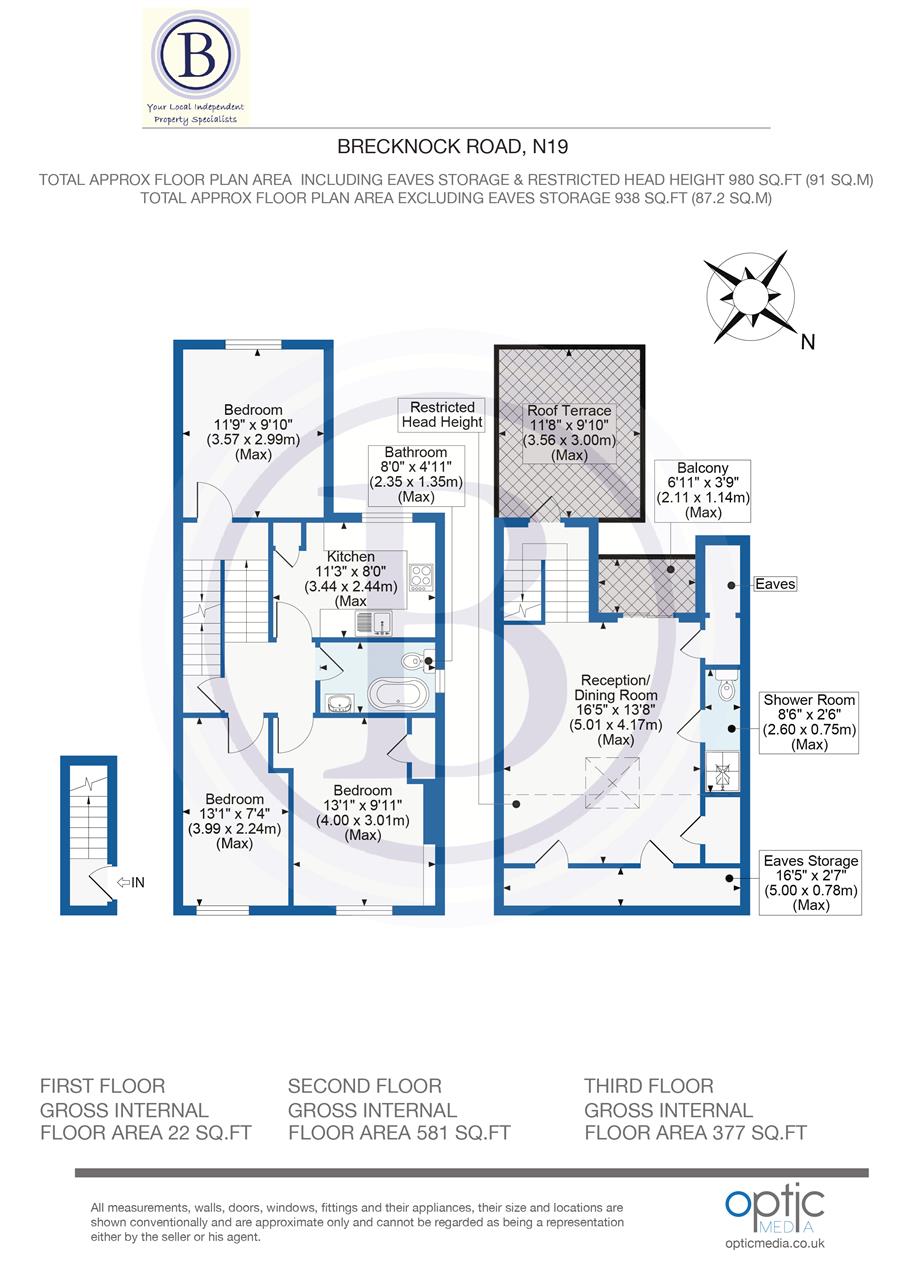 3 bed flat for sale in Brecknock Road - Property Floorplan