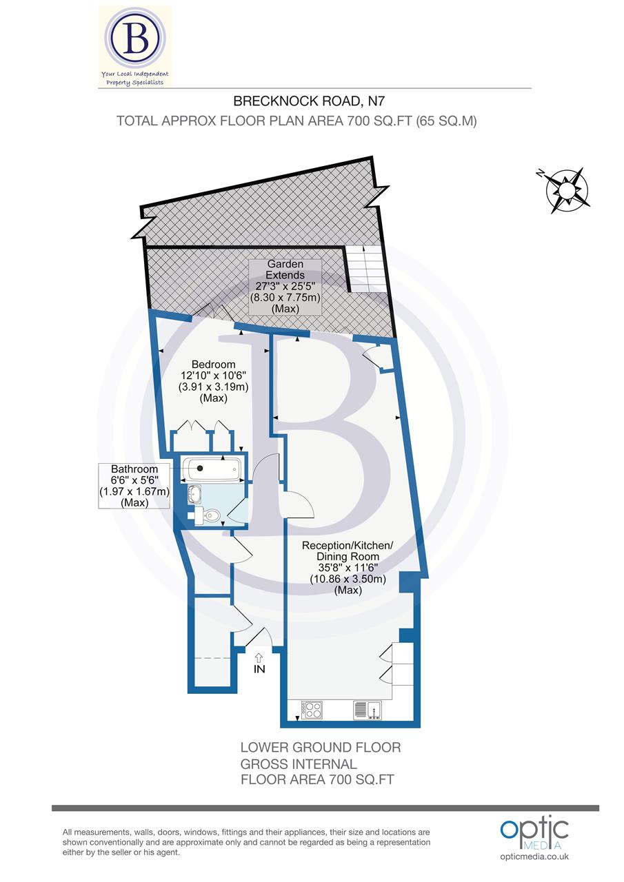 1 bed flat for sale in Brecknock Road - Property Floorplan