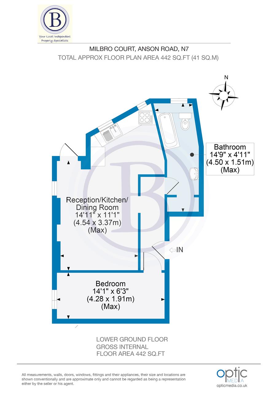 1 bed flat for sale in Milbro Court - Property Floorplan