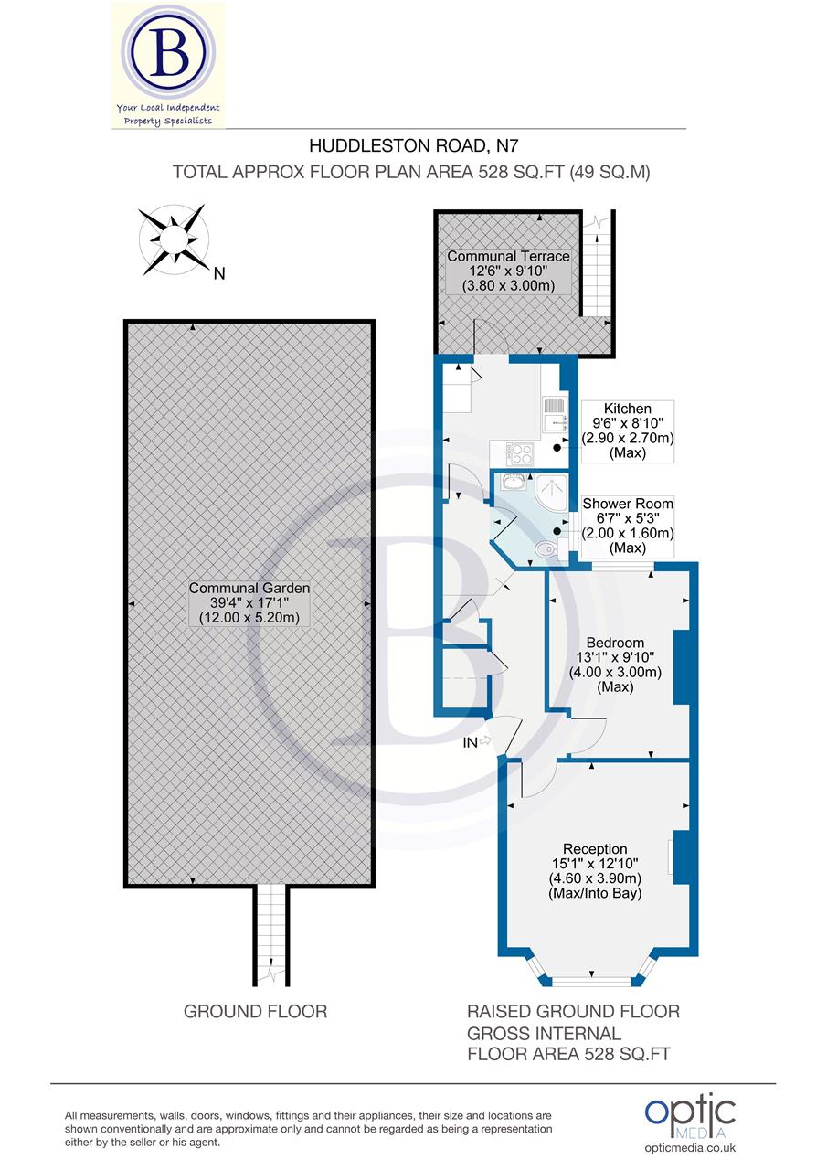 1 bed flat for sale in Huddleston Road - Property Floorplan