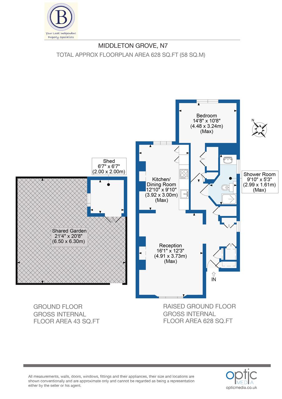 1 bed flat for sale in Middleton Grove - Property Floorplan