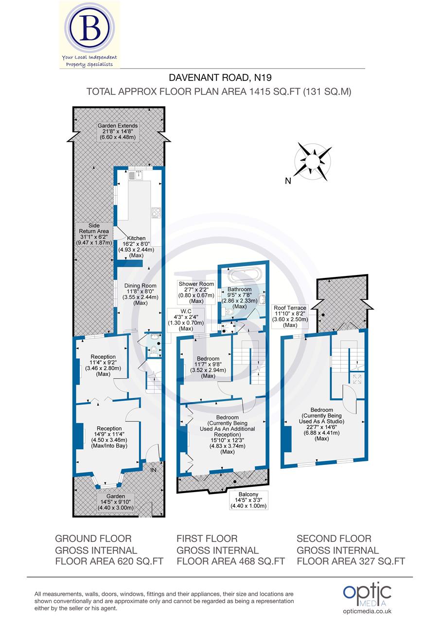 3 bed terraced house for sale in Davenant Road - Property Floorplan