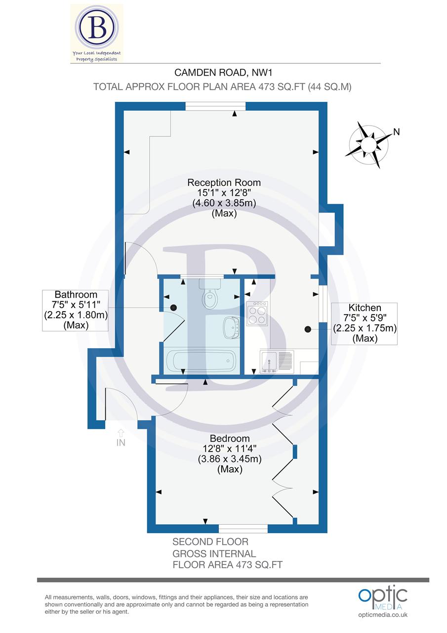 1 bed flat for sale in Camden Road - Property Floorplan