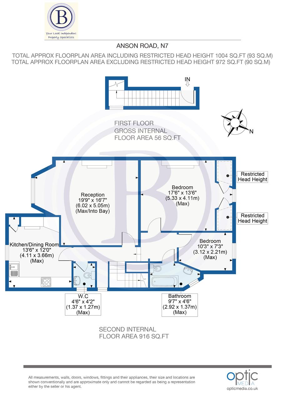 2 bed flat for sale in Anson Road - Property Floorplan