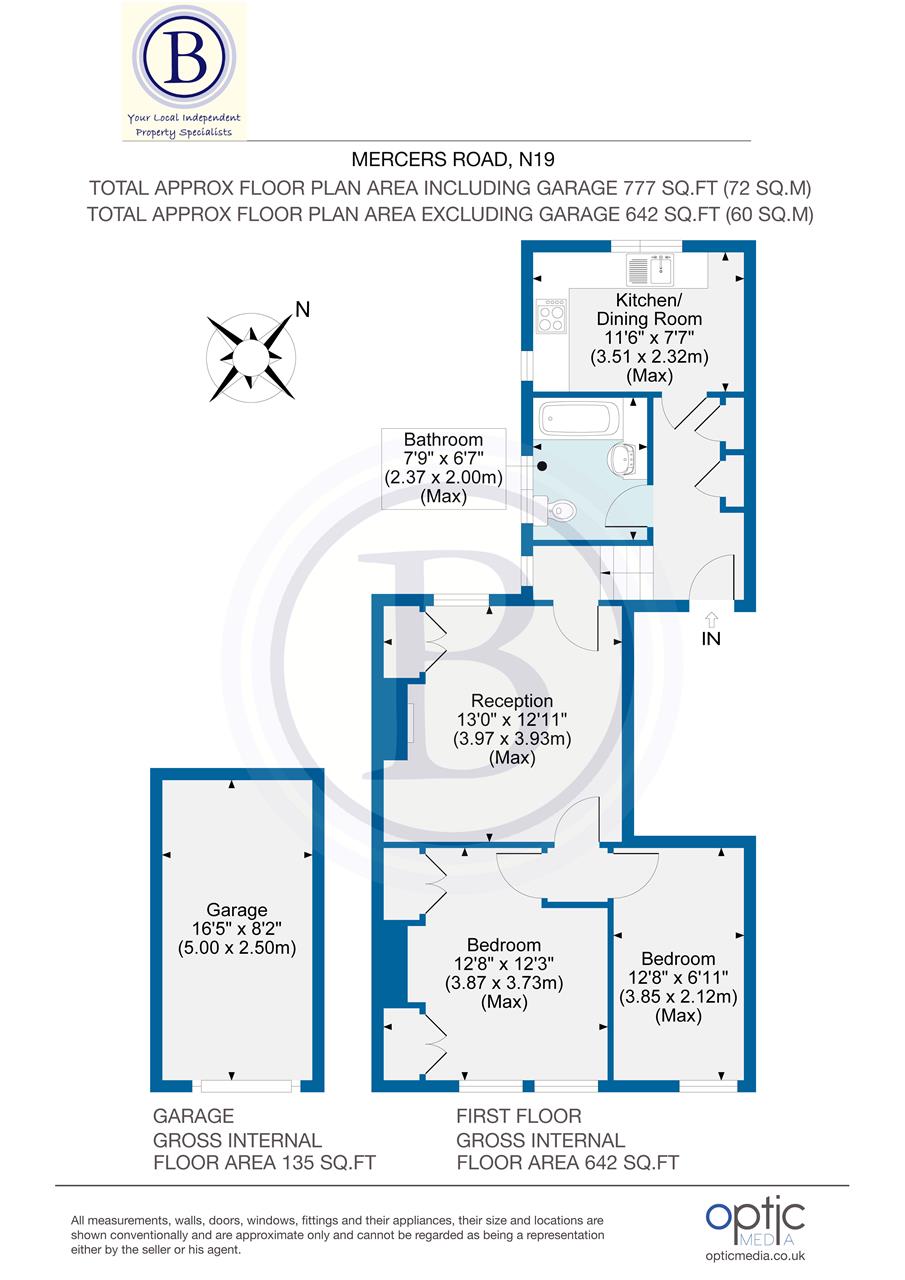 2 bed flat for sale in Mercers Road - Property Floorplan