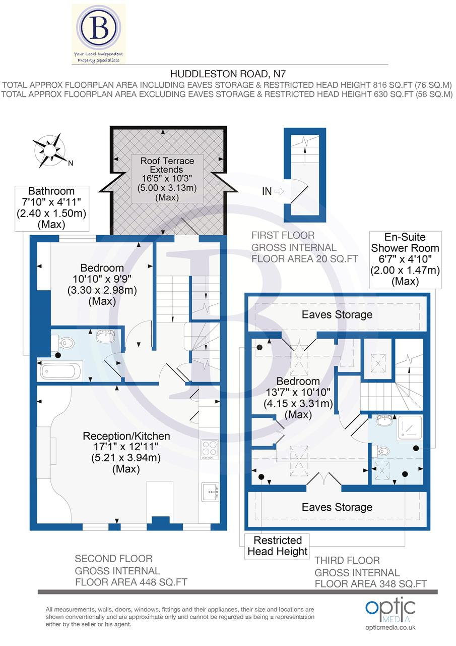 2 bed flat for sale in Huddleston Road - Property Floorplan
