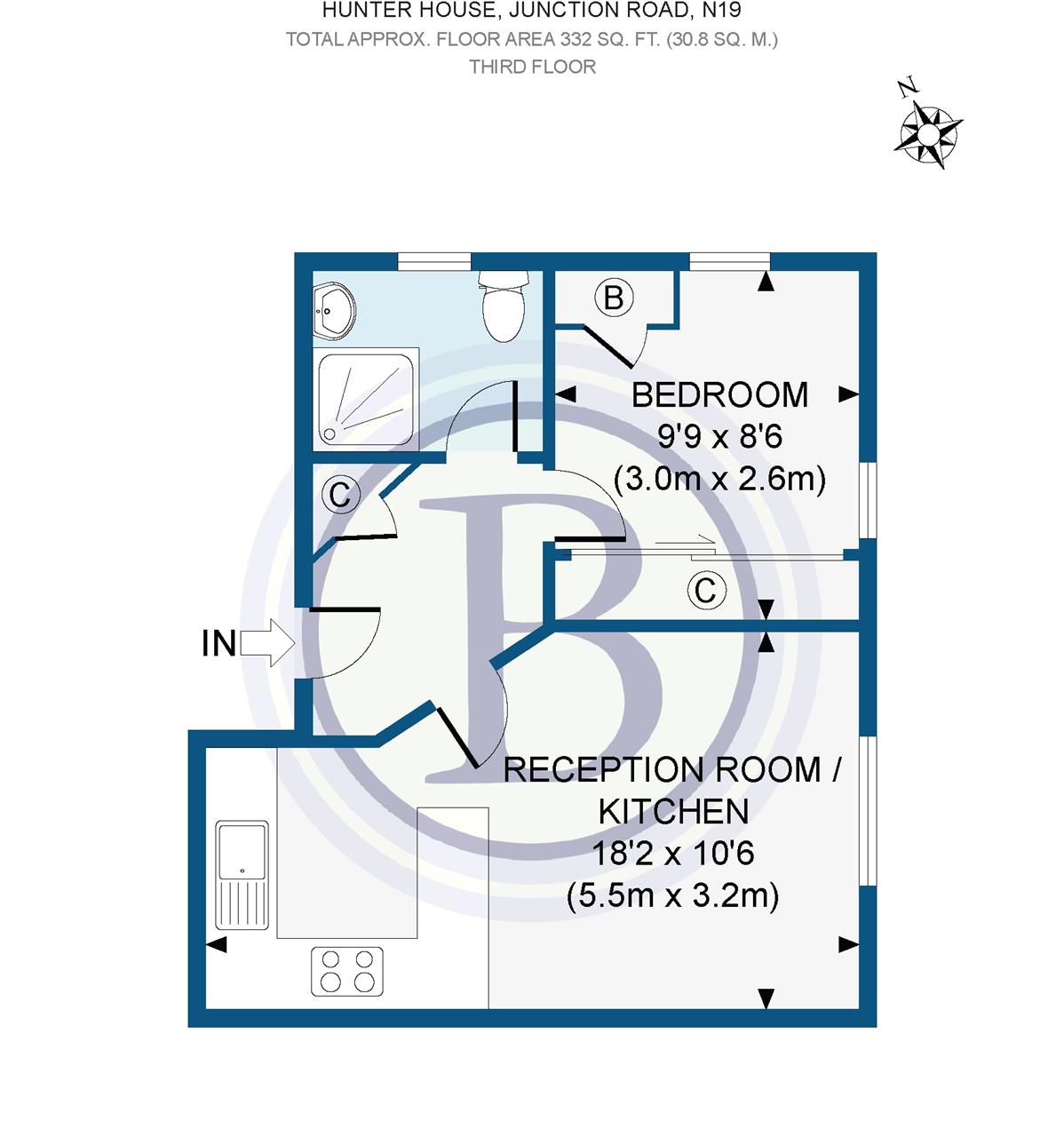 1 bed flat for sale in Junction Road - Property Floorplan