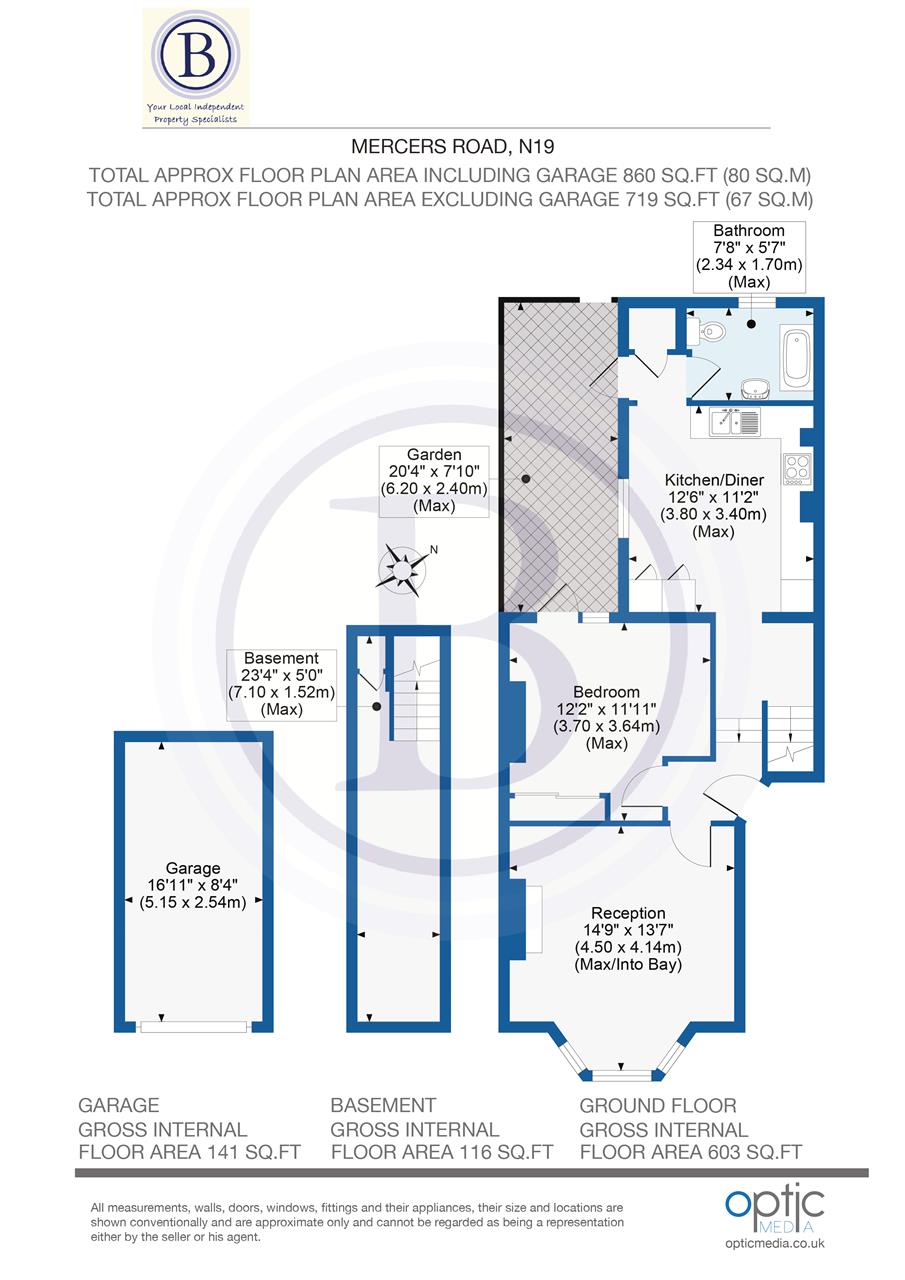 1 bed flat for sale in Mercers Road - Property Floorplan