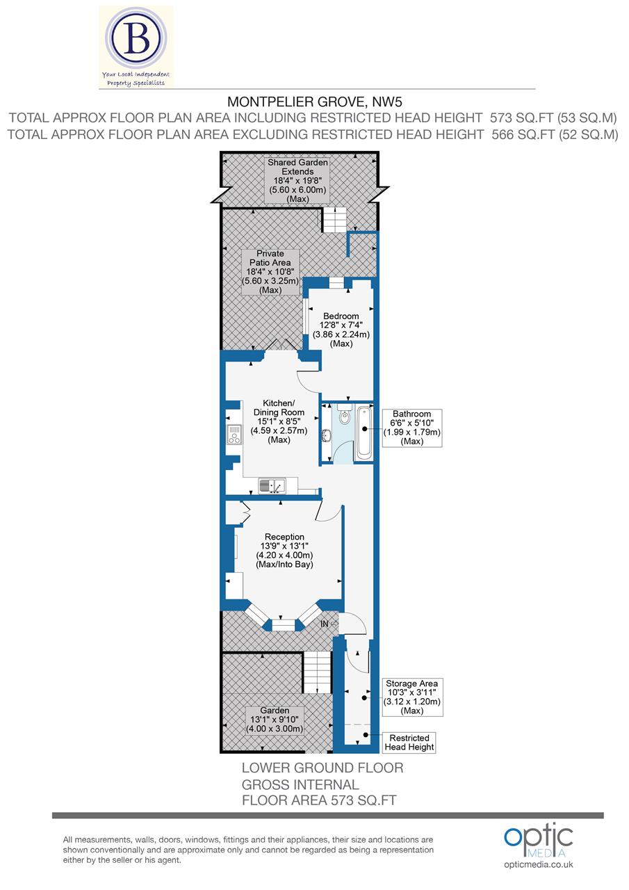 1 bed flat for sale in Montpelier Grove - Property Floorplan