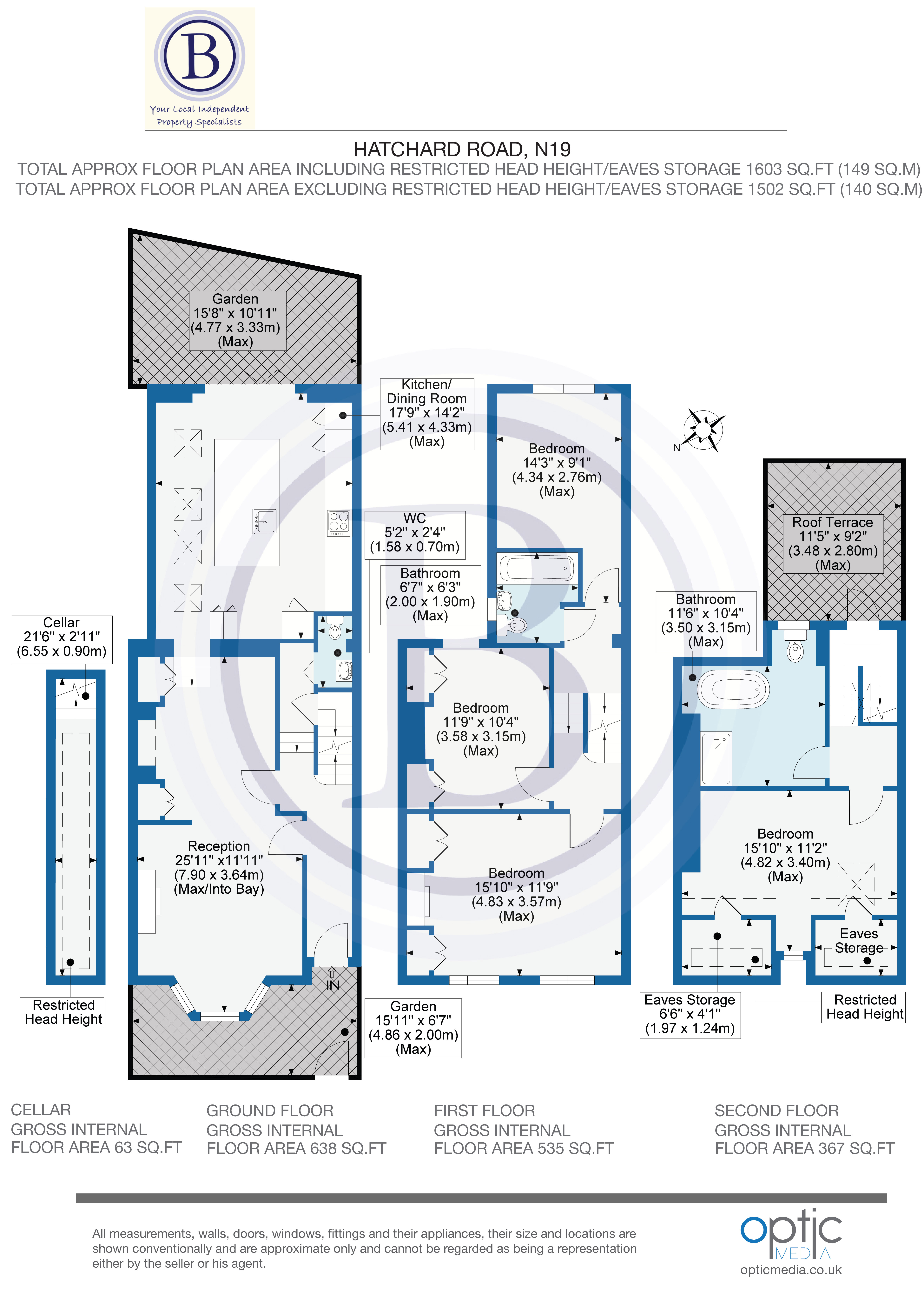 4 bed terraced house for sale in Hatchard Road - Property Floorplan