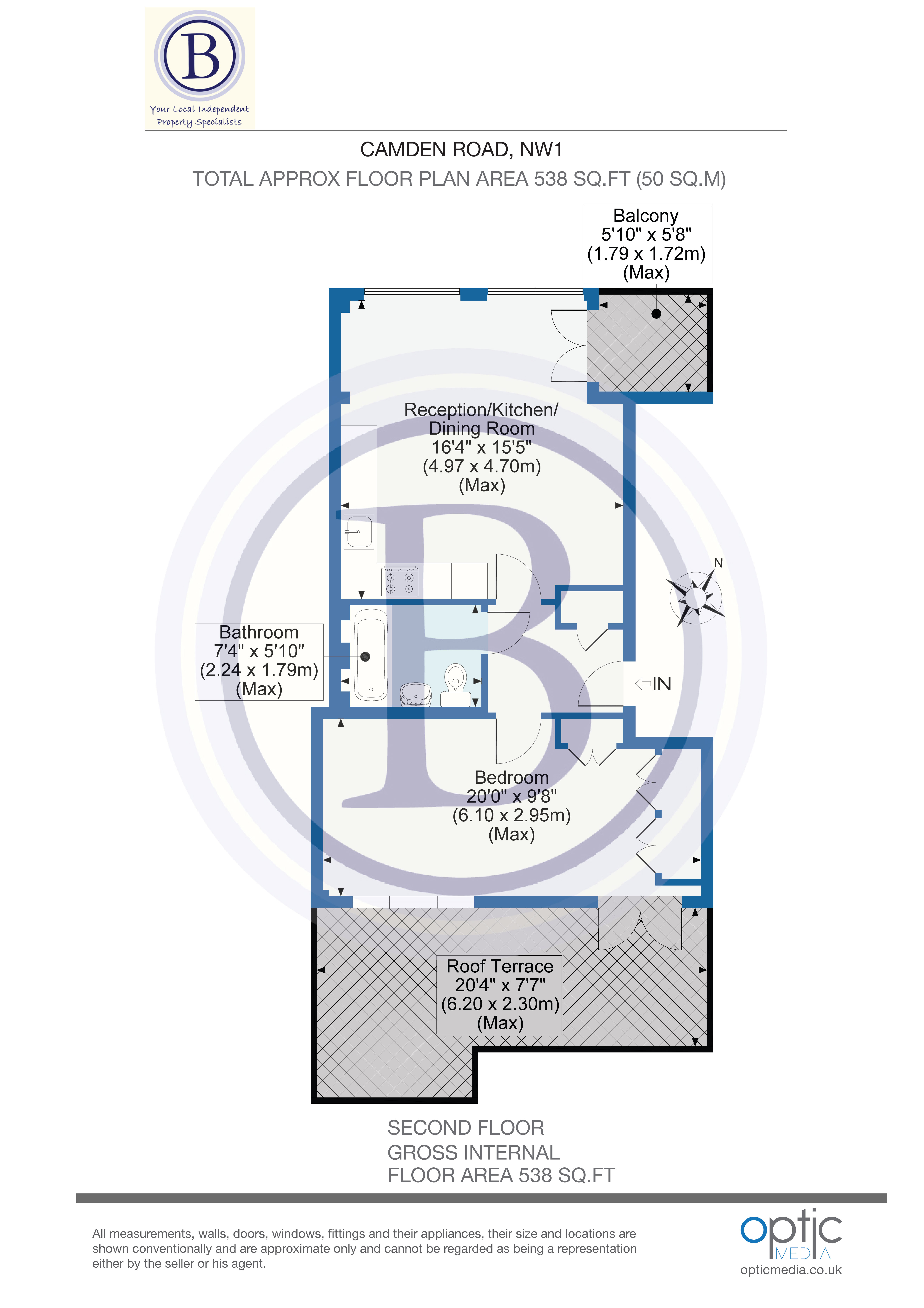 1 bed flat for sale in Hargrave Place - Property Floorplan