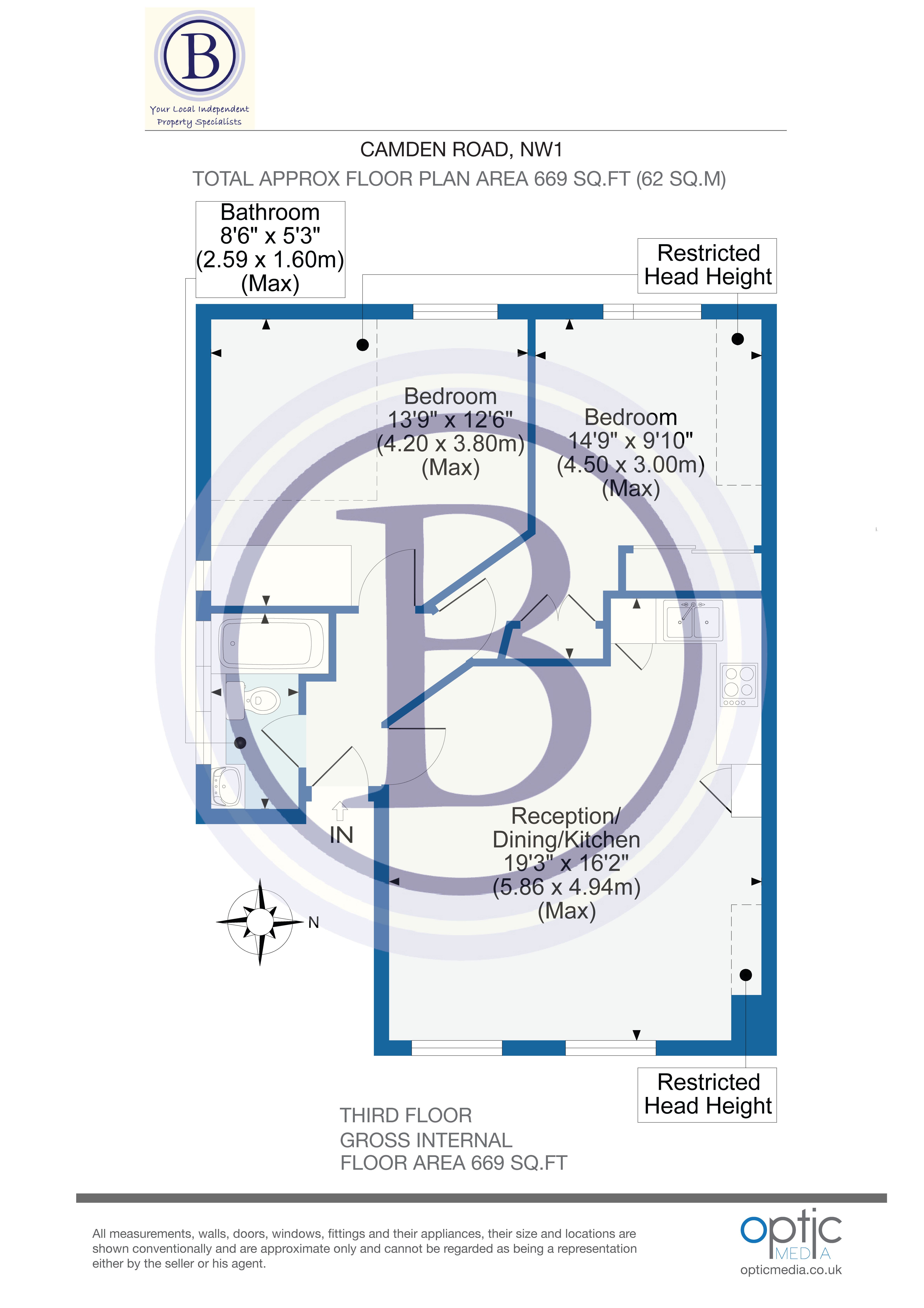 2 bed flat for sale in Camden Road - Property Floorplan