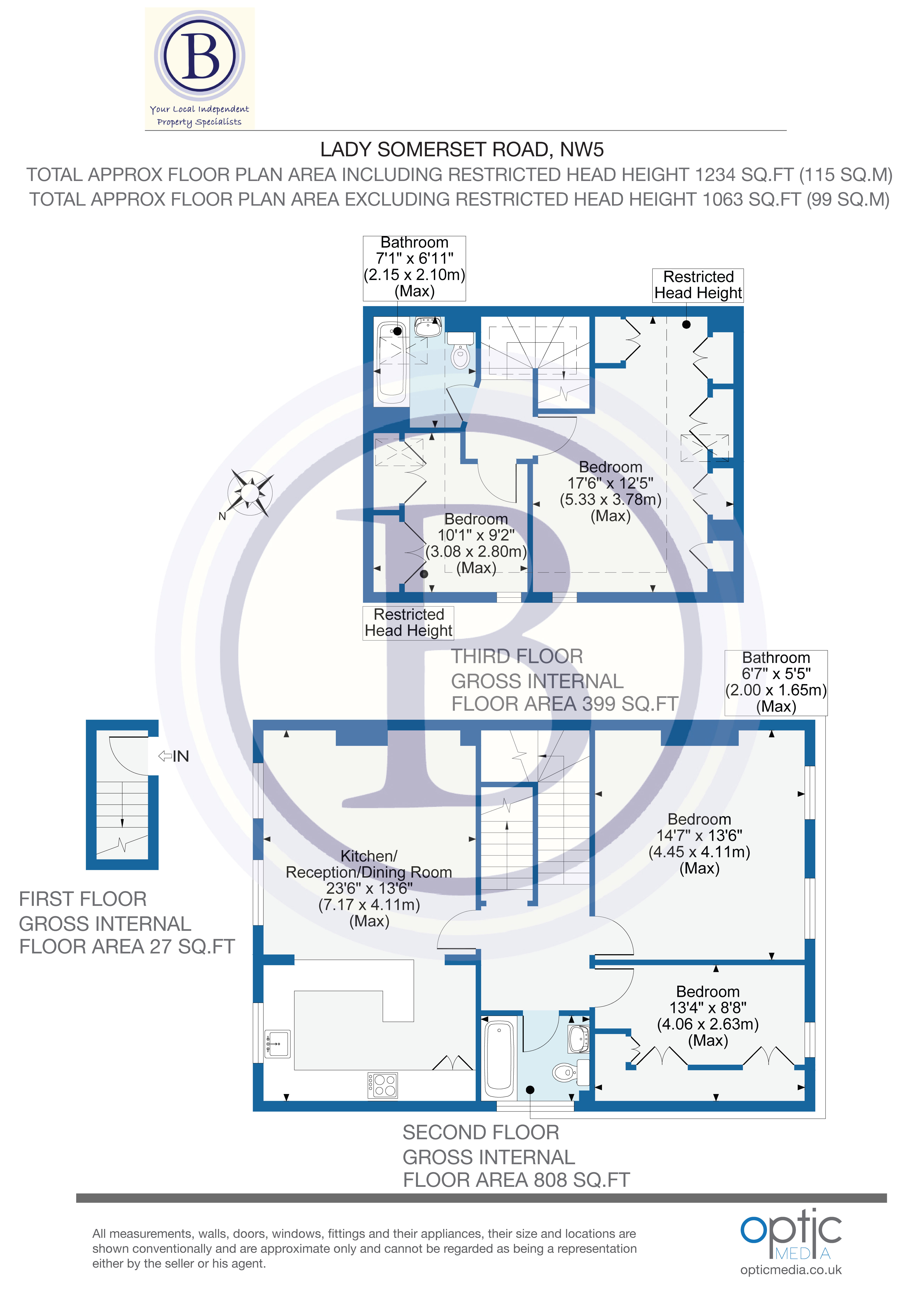 4 bed flat for sale in Lady Somerset Road - Property Floorplan