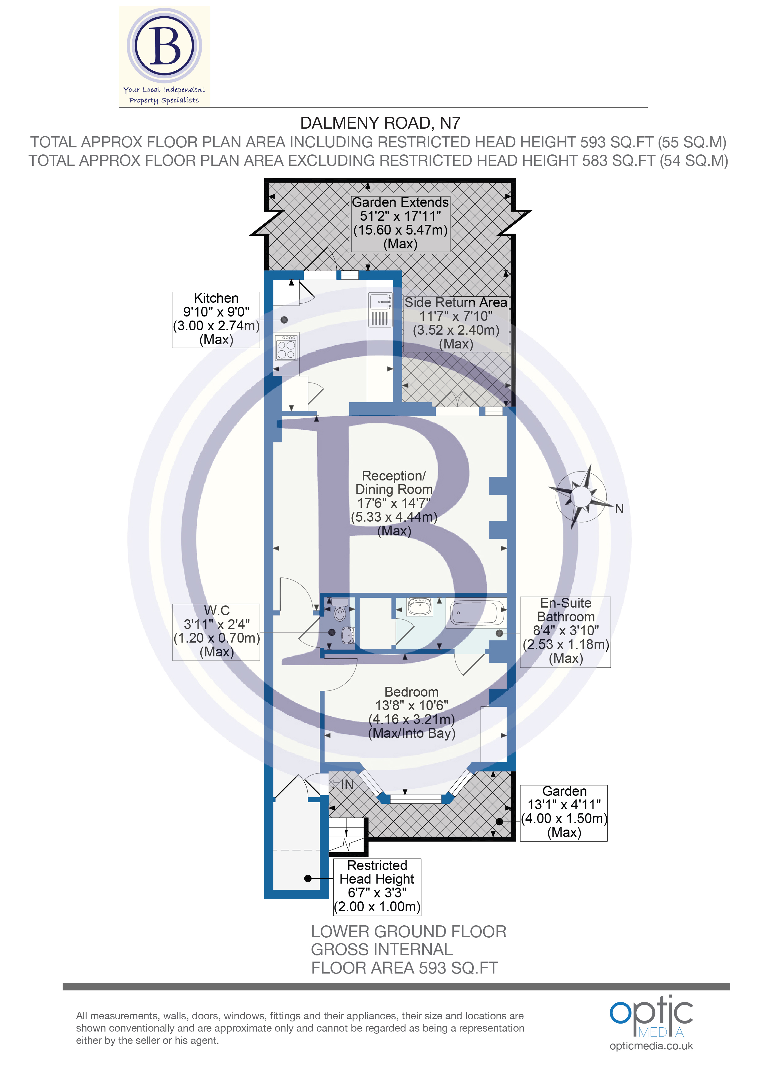 1 bed flat for sale in Dalmeny Road - Property Floorplan