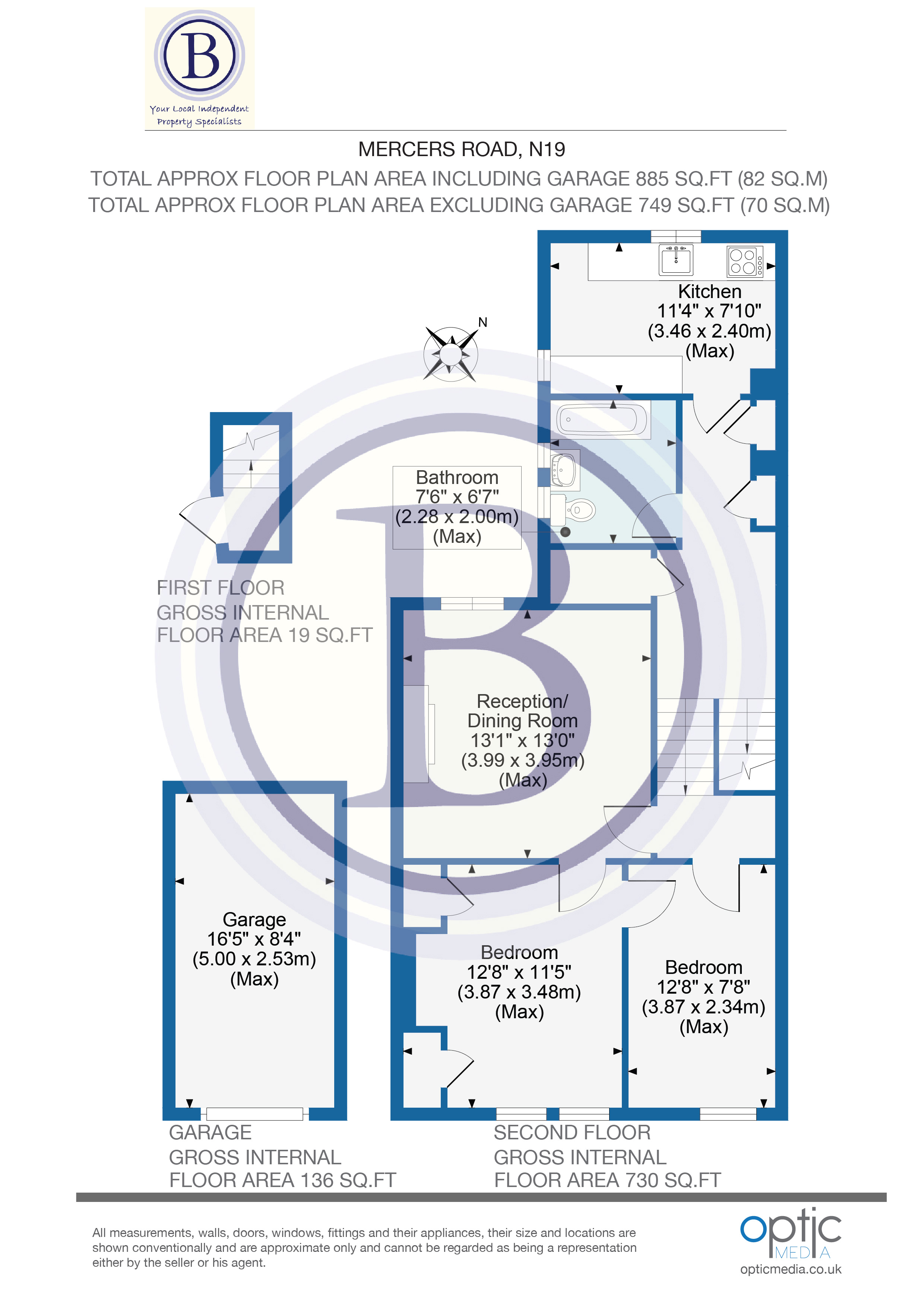 2 bed flat for sale in Mercers Road - Property Floorplan