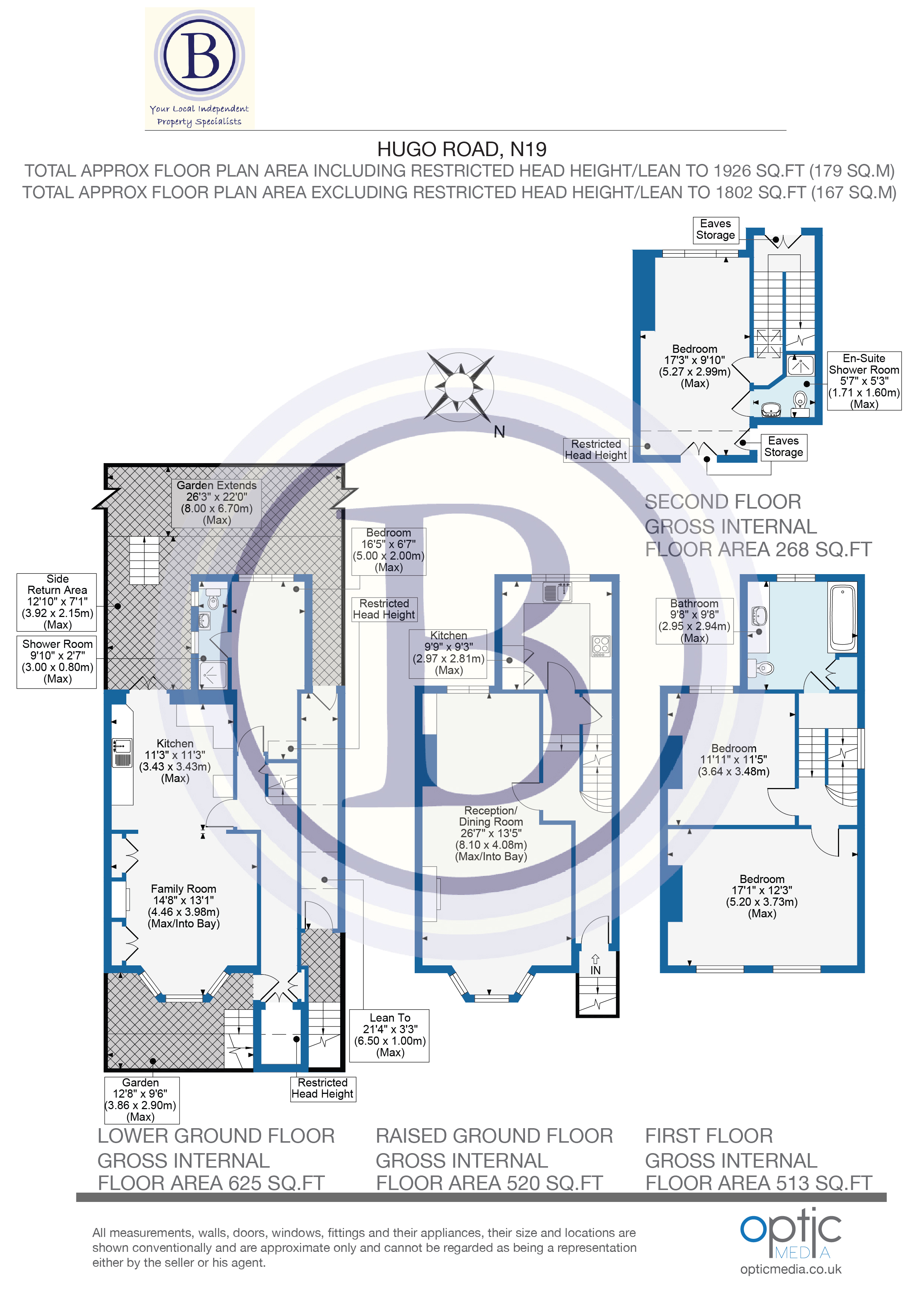 4 bed end of terrace house for sale in Hugo Road - Property Floorplan