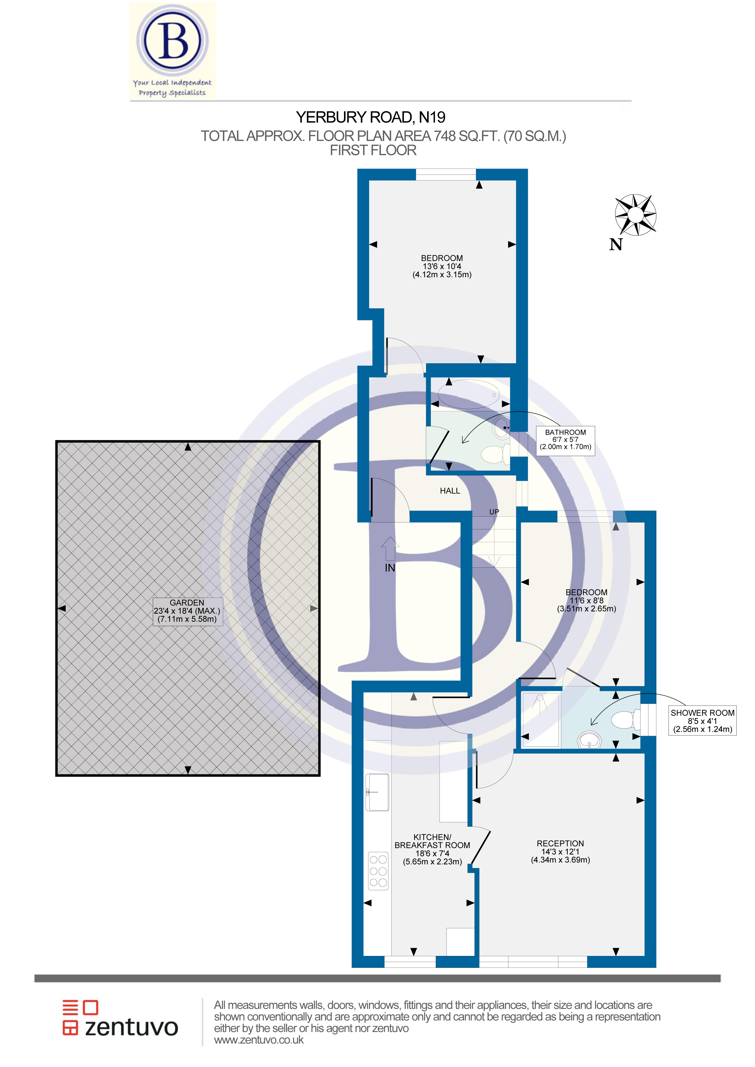 2 bed flat for sale in Yerbury Road - Property Floorplan
