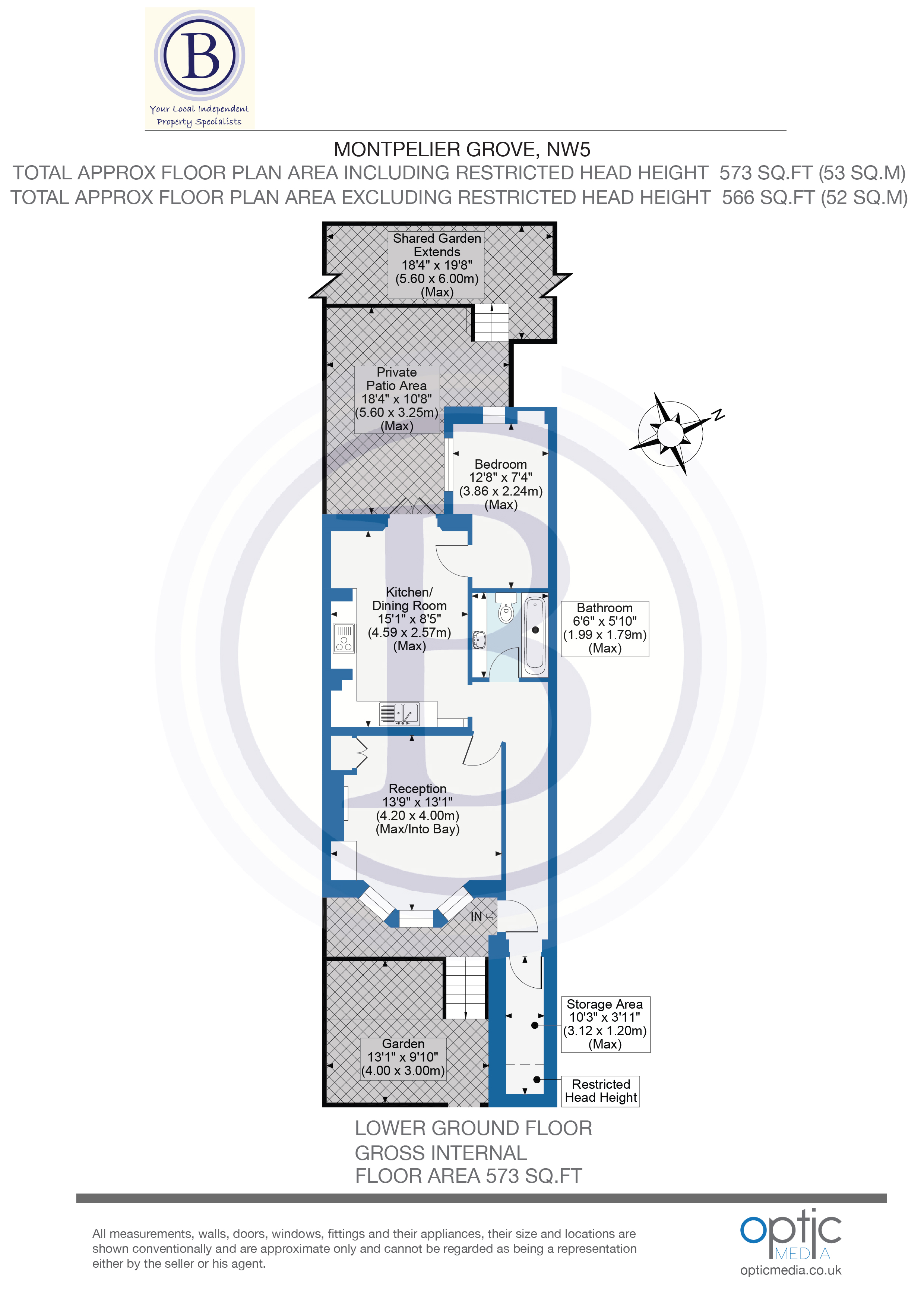 1 bed flat for sale in Montpelier Grove - Property Floorplan