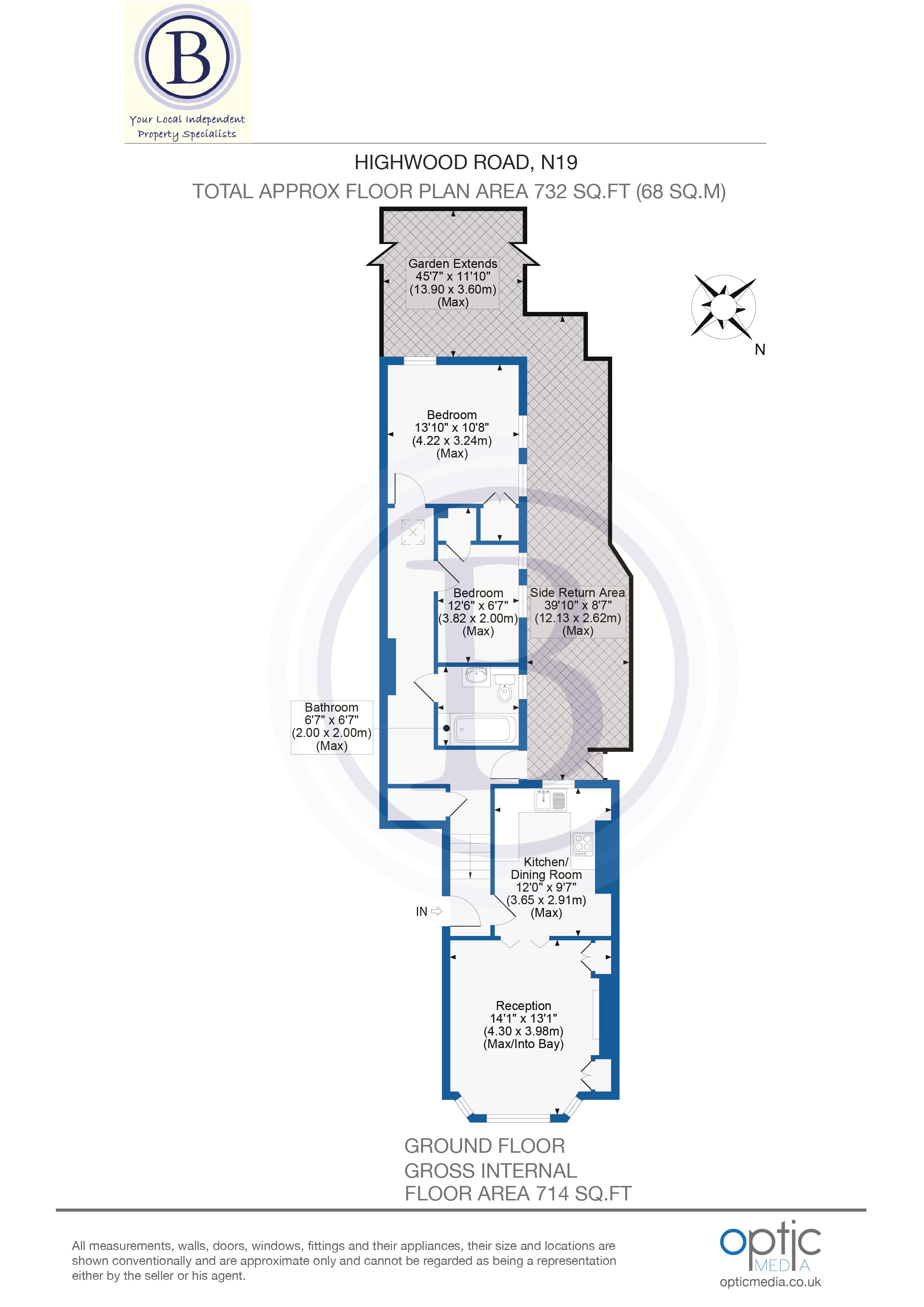 2 bed flat for sale in Highwood Road - Property Floorplan