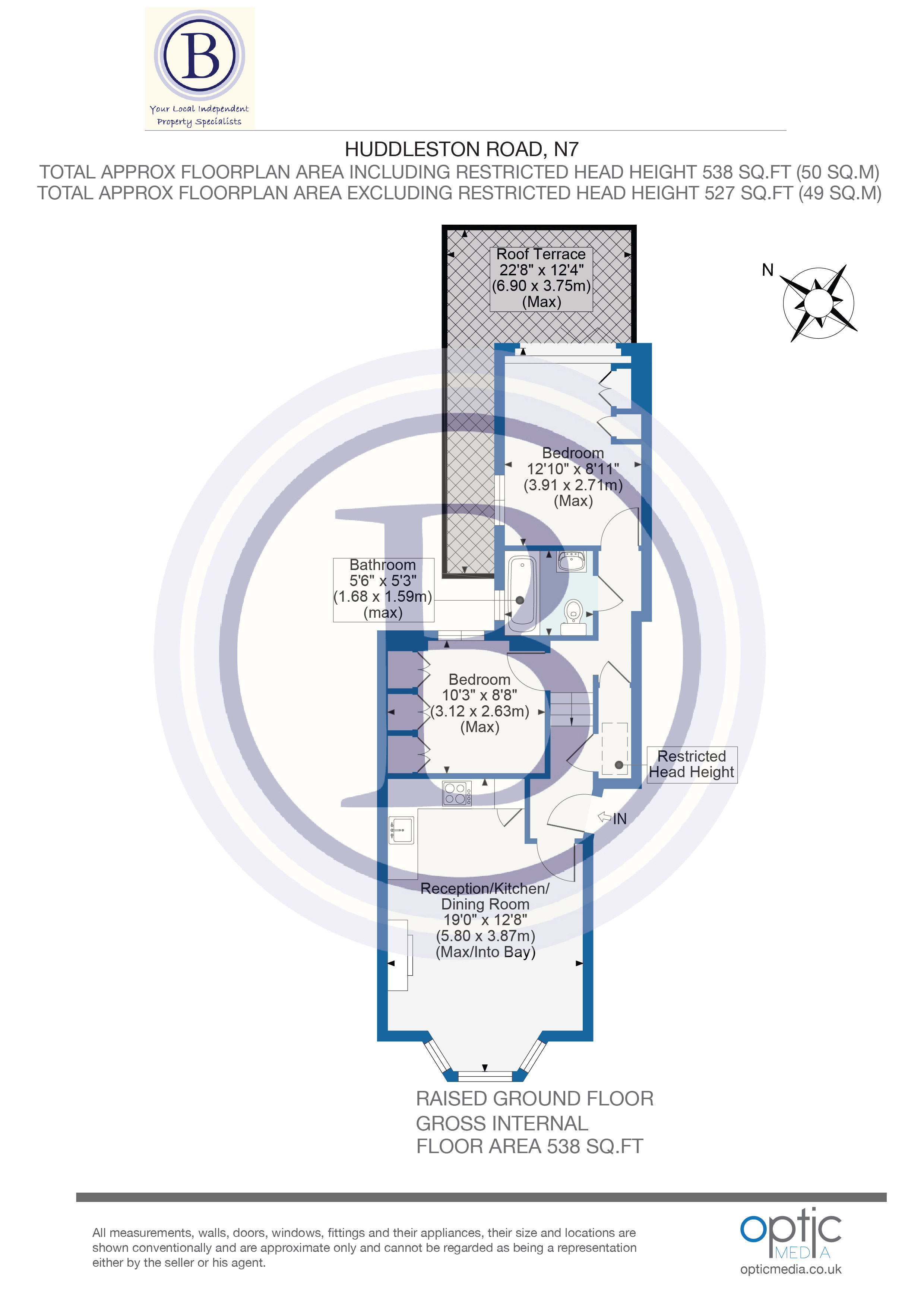 2 bed flat for sale in Huddleston Road - Property Floorplan