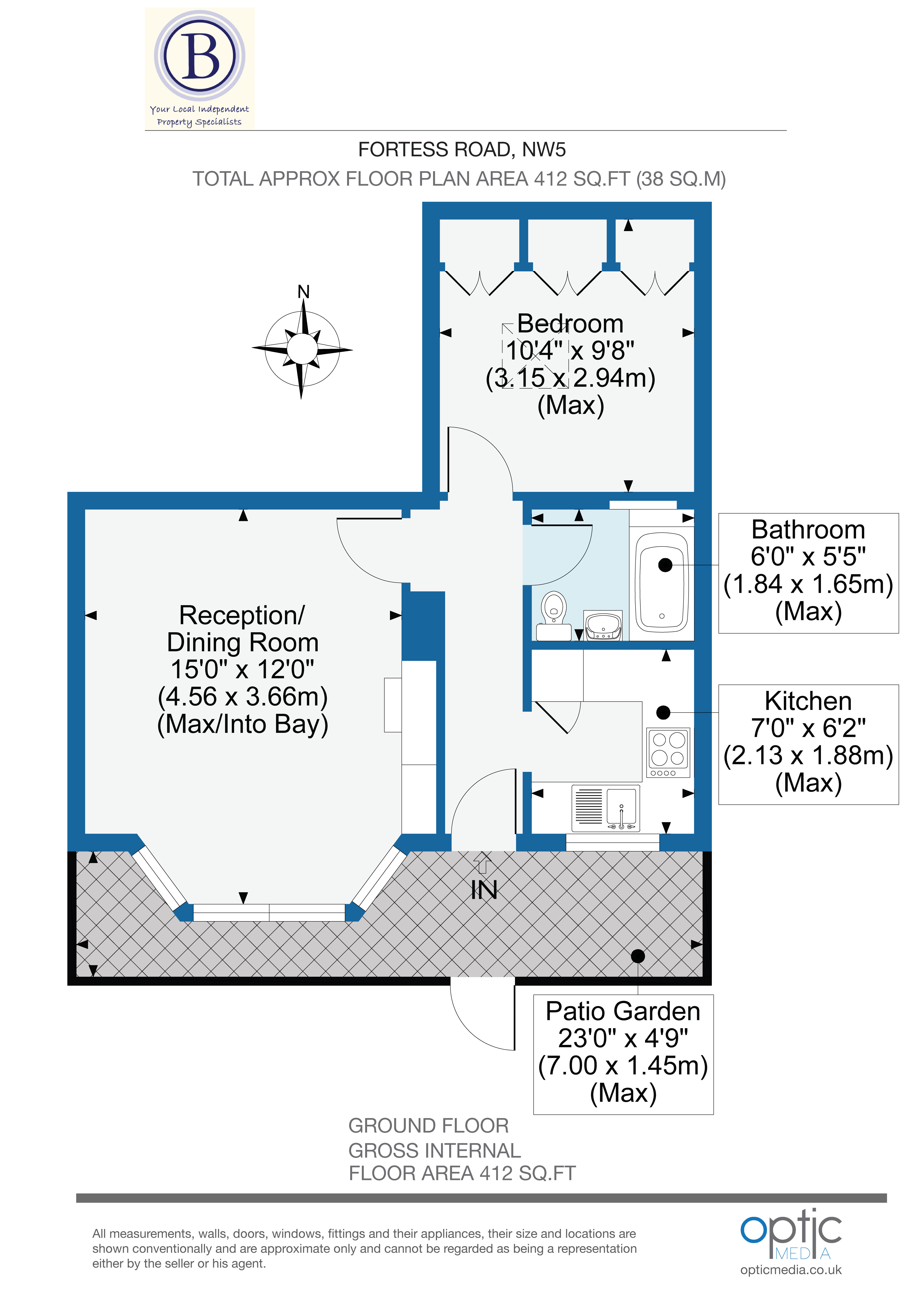1 bed flat for sale in Fortess Road - Property Floorplan