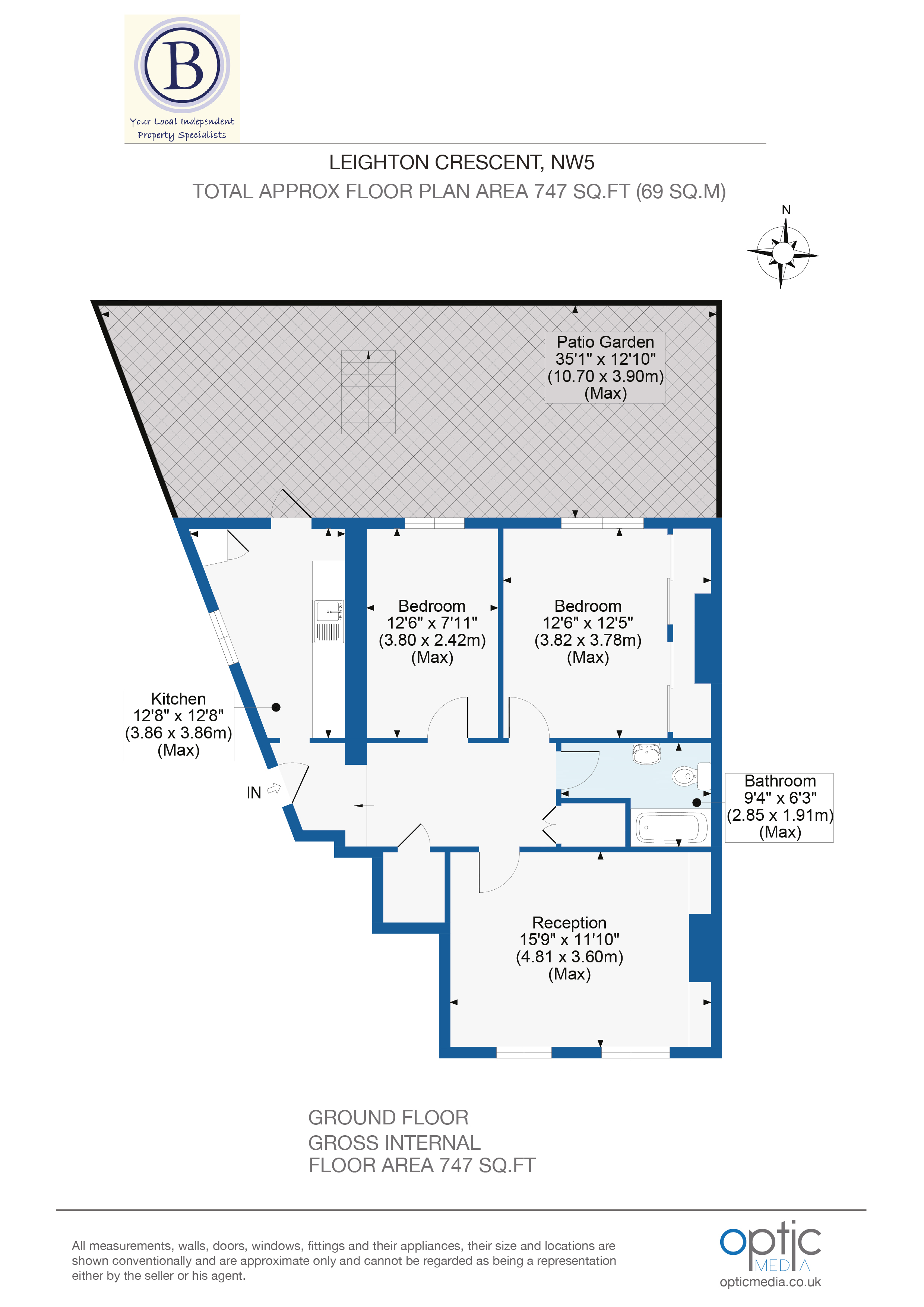 2 bed flat for sale in Leighton Crescent - Property Floorplan